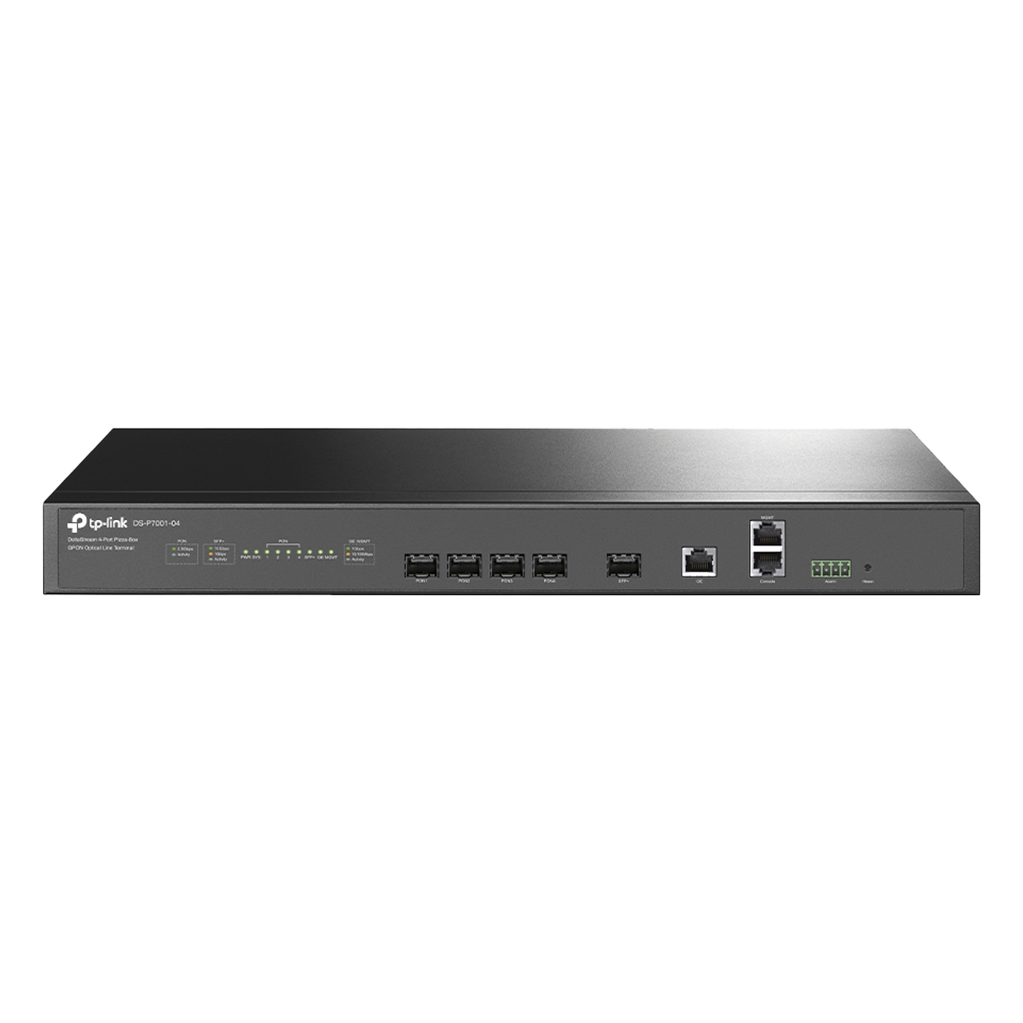 OLT GPON / 4 Puertos PON 2.5G / 512 ONUs / Uplink SFP+ 10G / Uplink RJ45 1G / Redundancia AC-DC / Gestión en la Nube — TP-LINK · SKU DS-P7001-04