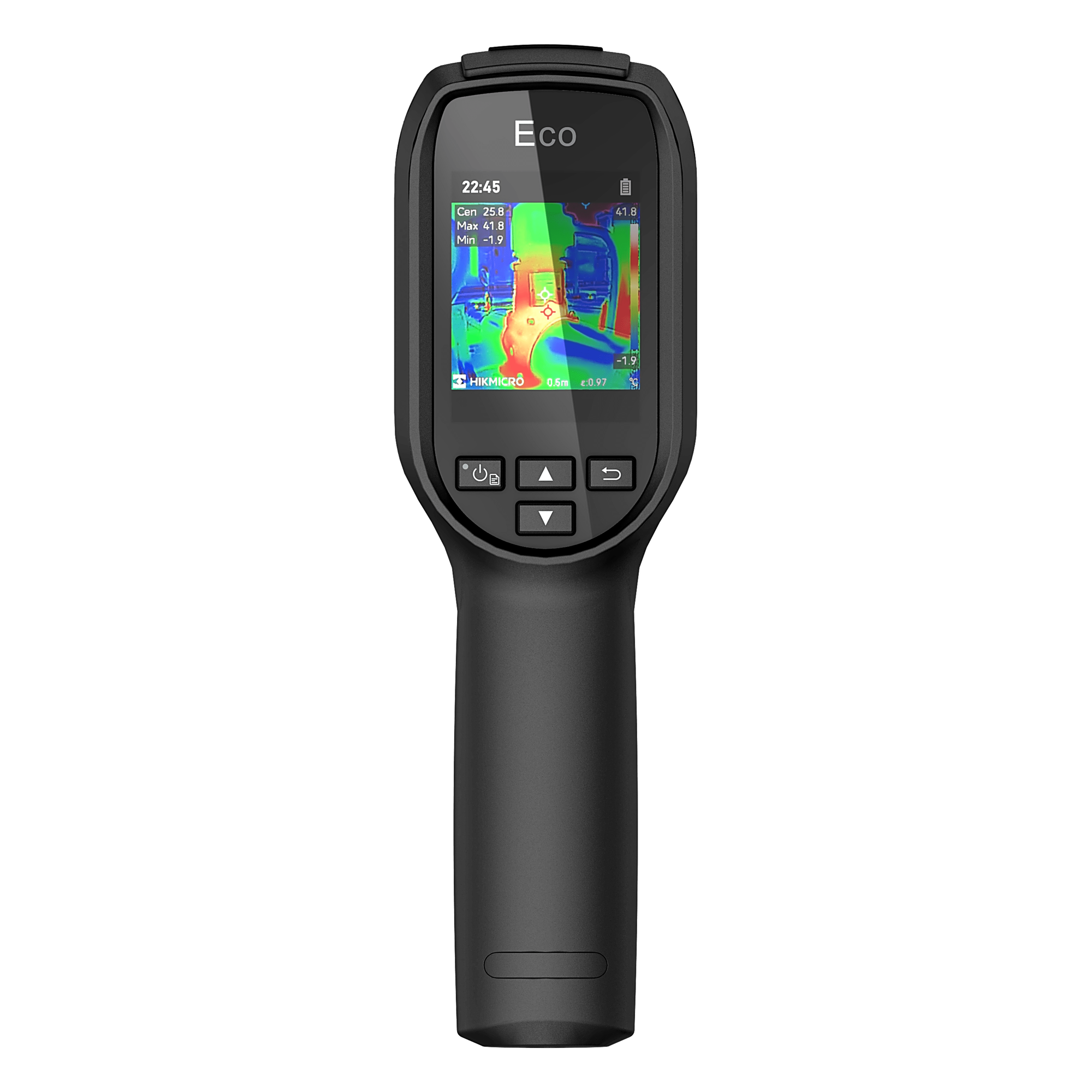 ECO - Cámara Termográfica Portátil / Rango de temperatura de -20 °C a 550 °C / Alta precisión ±2℃/±2% / Resolución super IR 240 x 240 / Pantalla LCD 2.4" / puntero láser / IP54 / Memor