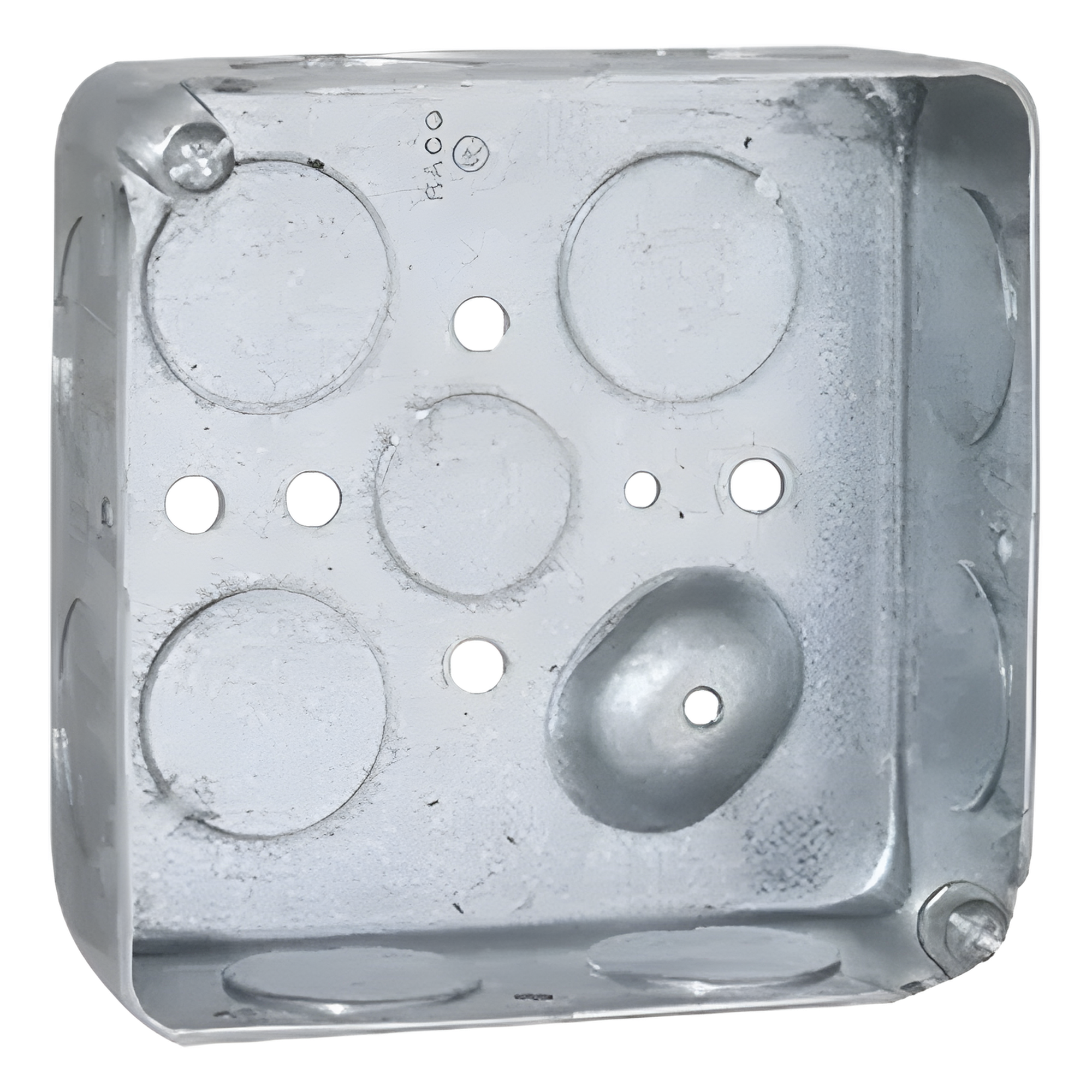 Caja Cuadrada 4 x 4"/Profundidad  1- 1/2"/ 11 Entradas de 3/4" y 1 de 1/2". — RACO · SKU HUB-191