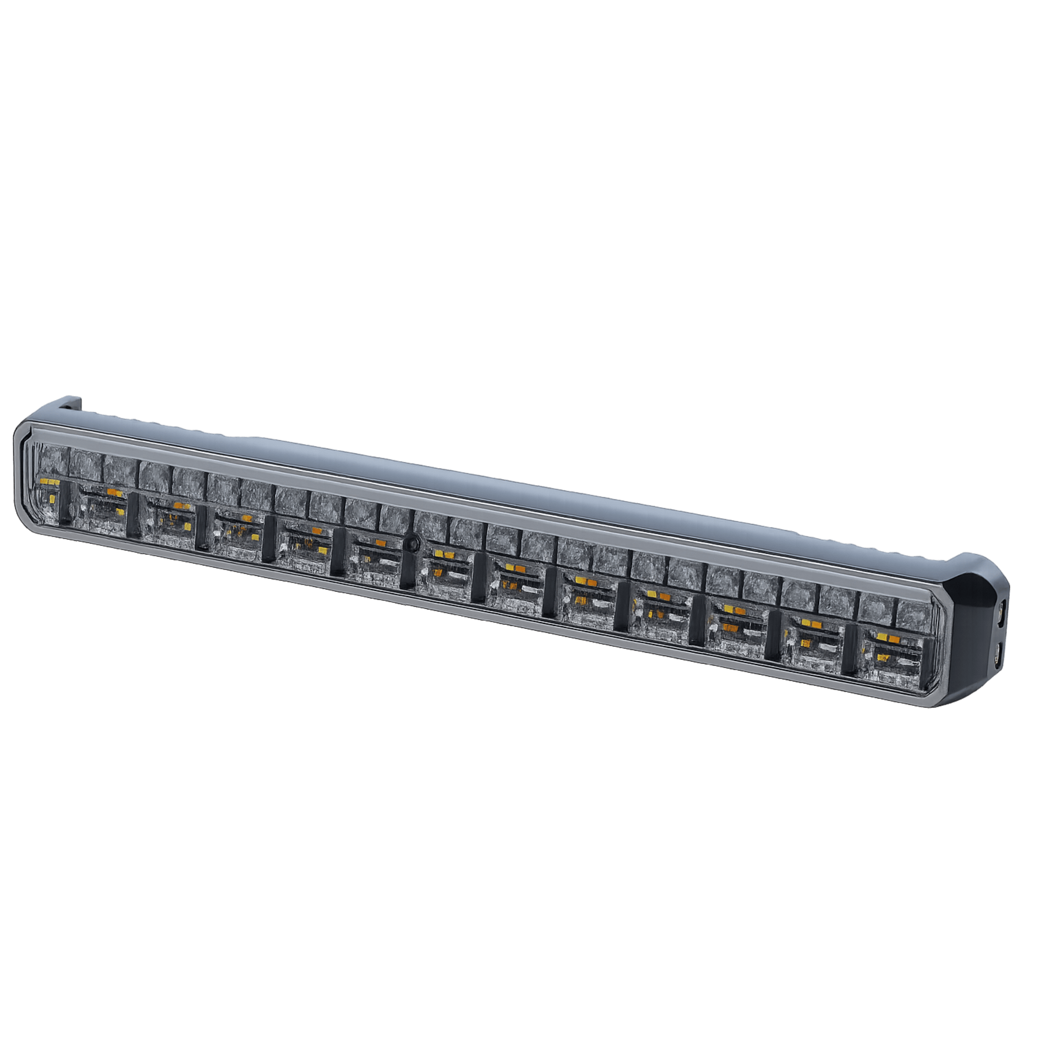 Luz Auxiliar de 45 LED, Top Rojo, Tricolor Rojo/Azul/Blanco, 11.42", Lente Transparente, SAE