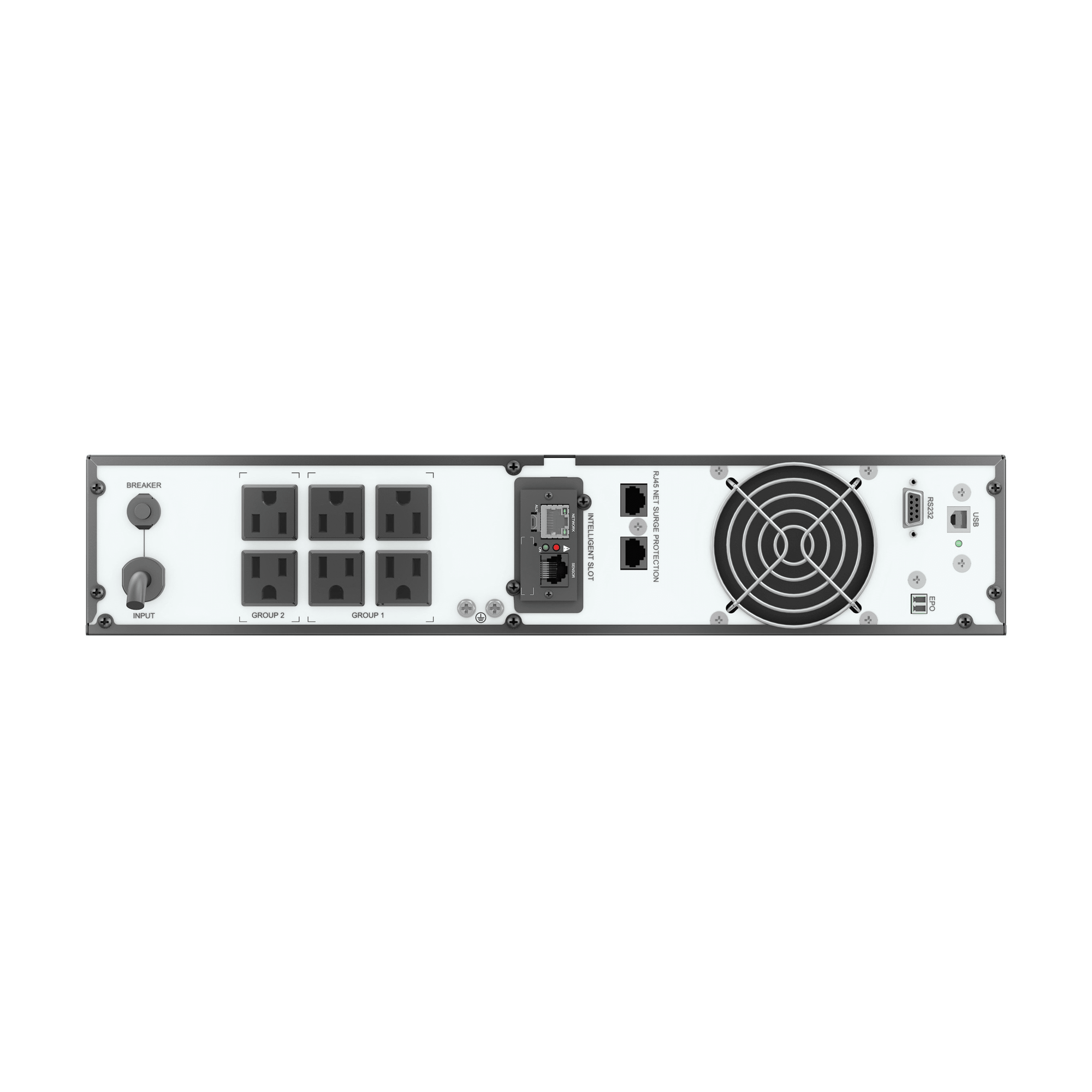 UPS Rack / 1500 VA / 1350 W / Línea Interactiva / Onda Senoidal Pura / LiFePO4 / 2 UR / 6 Tomas NEMA 5-15R