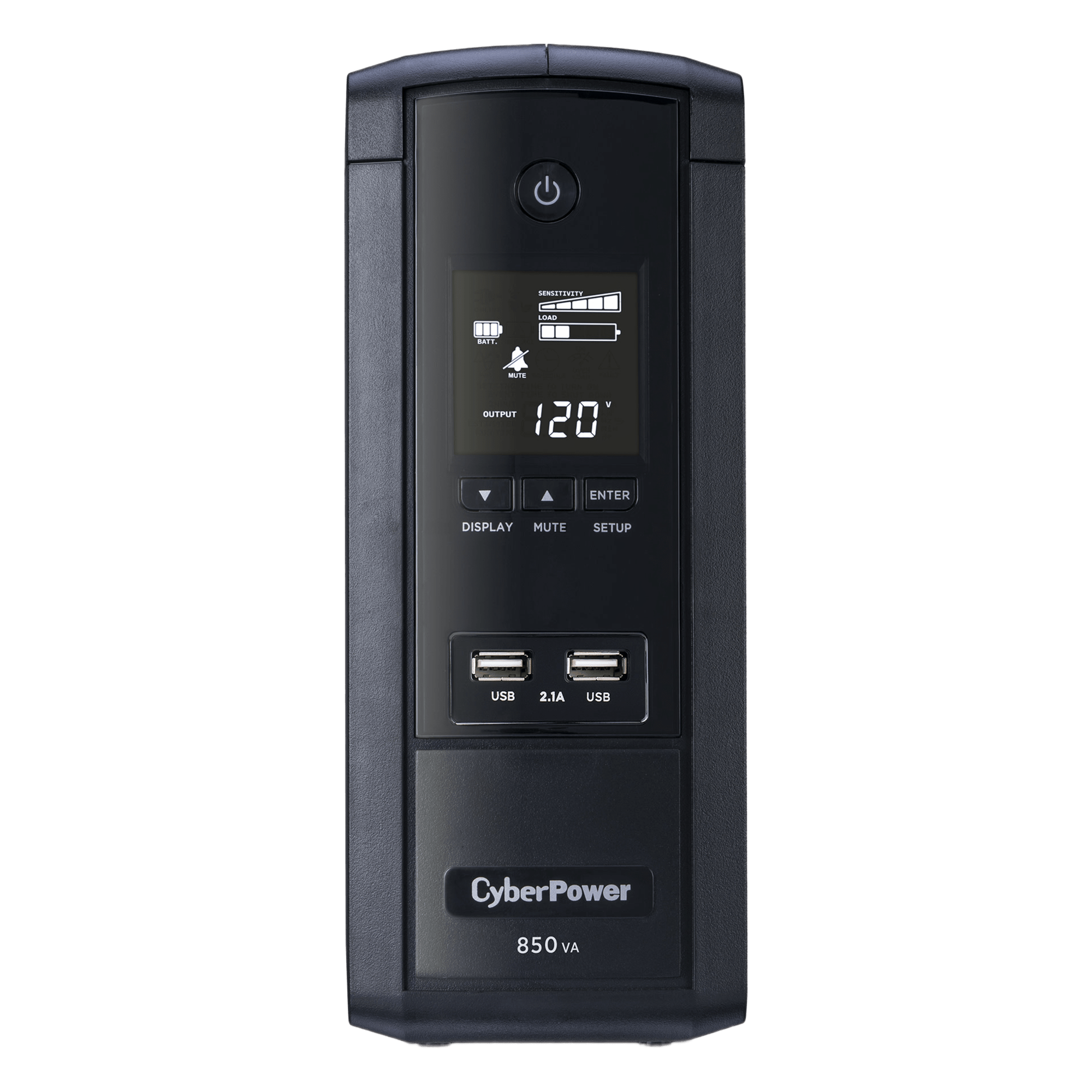 UPS Inteligente LCD / 850 VA / 510 W / Línea Interactiva con AVR / Onda Senoidal Simulada / 10 Tomas NEMA 5-15R / Protección Ethernet y Coaxial / 2 Puertos USB de Carga / Certificación ENERGY STAR