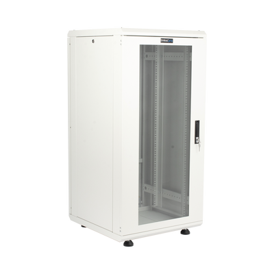 Gabinete Rack 24 Unidades / 19 Pulgadas / Puerta de Cristal / Piso / Acero Calibres 16-18-20 / 750 Kg Carga / 600x605x1190 mm (23.6x23.8x46.9 in) / Vidrio con Cerradura, Niveladores Incluidos