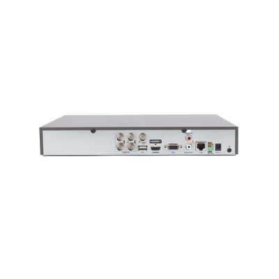 DVR 4 Canales TURBOHD + 4 Canales IP / 8 Megapixel (4K) / Audio de dos vías por Coaxitron / ACUSENSE / Reconocimiento Facial / 1 Bahía de Disco Duro / Salida de Video en Full HD / H.265+