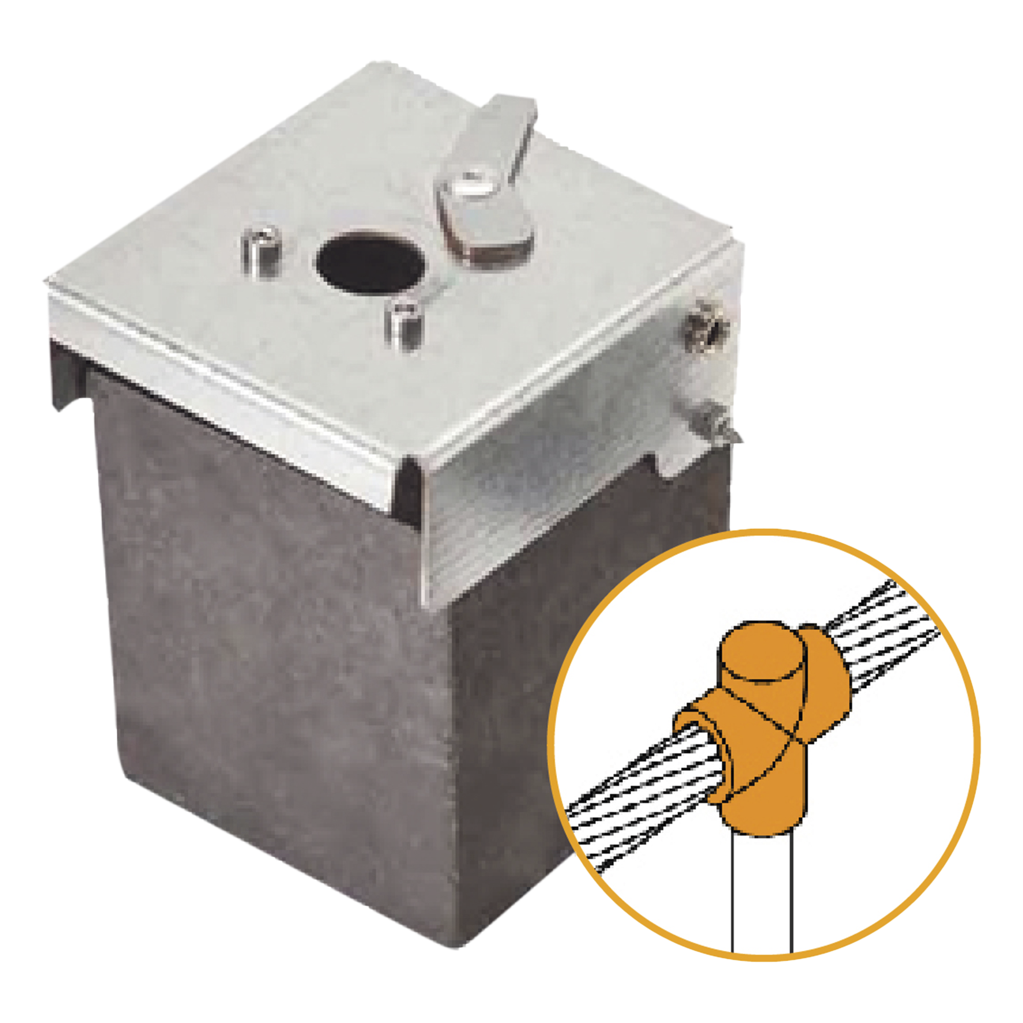 Molde de grafito vertical unión en T vertical de cable 4/0 AWG (pasante) con Pica de 5/8 in (terminal). — APLICACIONES TECNOLOGICAS · SKU ATW40/T16/TV