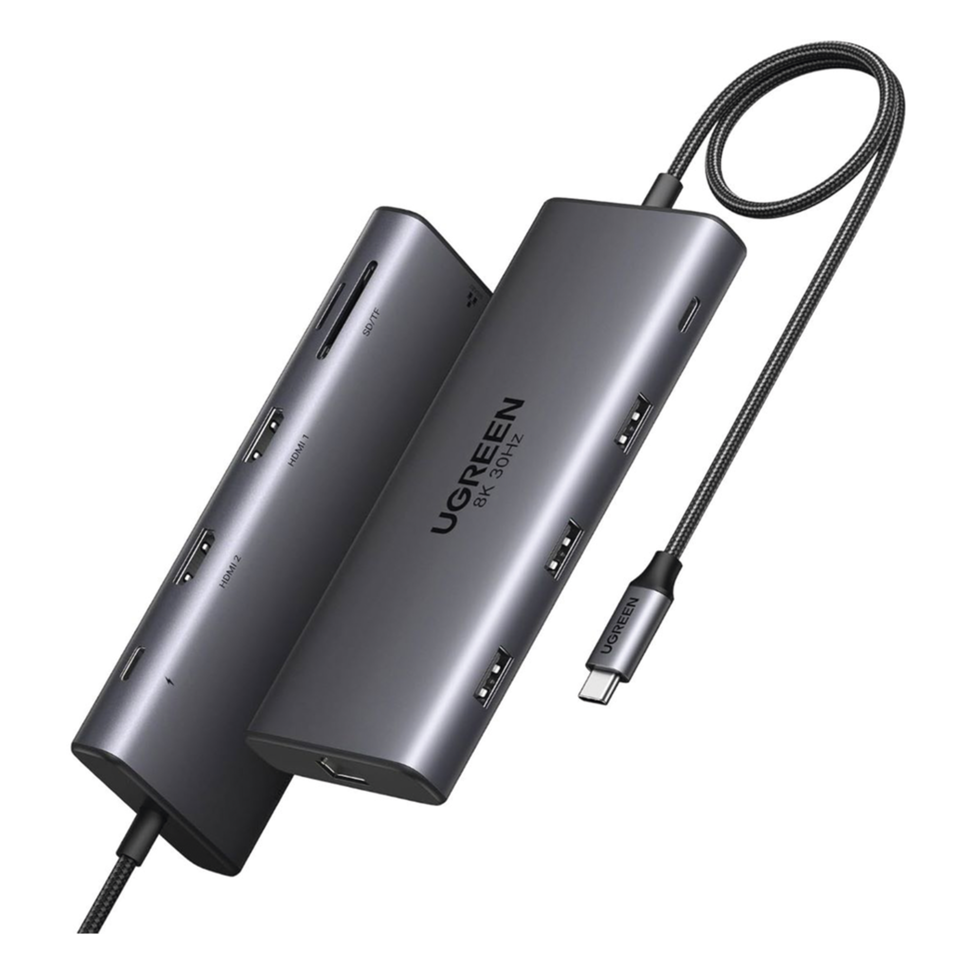 Docking Station USB-C 10 en 1 / Dual HDMI 4K 60Hz y 8K 30Hz / Carga PD 100W / Ethernet Gigabit / USB 3.0 / Lector SD-TF — UGREEN · SKU 15534B