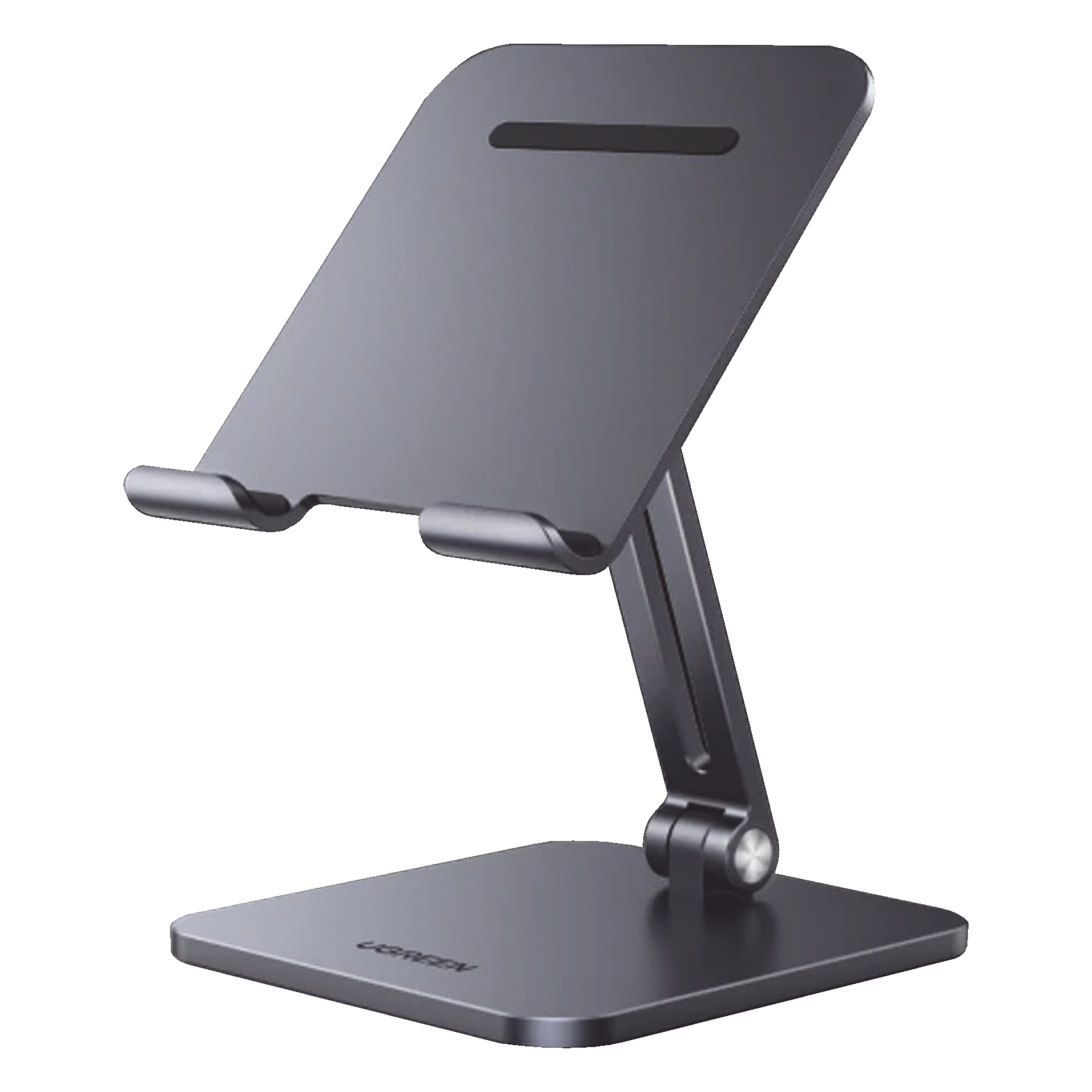 Soporte de Aluminio para IPad & Tablet | Plegable |Angulo Ajustable de 180° y 270° | Base Antideslizante | Protección de Silicona | Amplia Compatibilidad con dispositivos de 7.9'' a 12.9'' | Aluminio Solido | Color Gris — UGREEN · SKU 40393