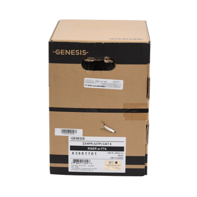 Bobina de Cable de 305 Metros (1000 Pies) UTP Cat6 Riser / Color Blanco / UL, CMR, Probado a 350 Mhz / Para Aplicaciones de CCTV, Redes de Datos, IP Megapixel, Control RS485