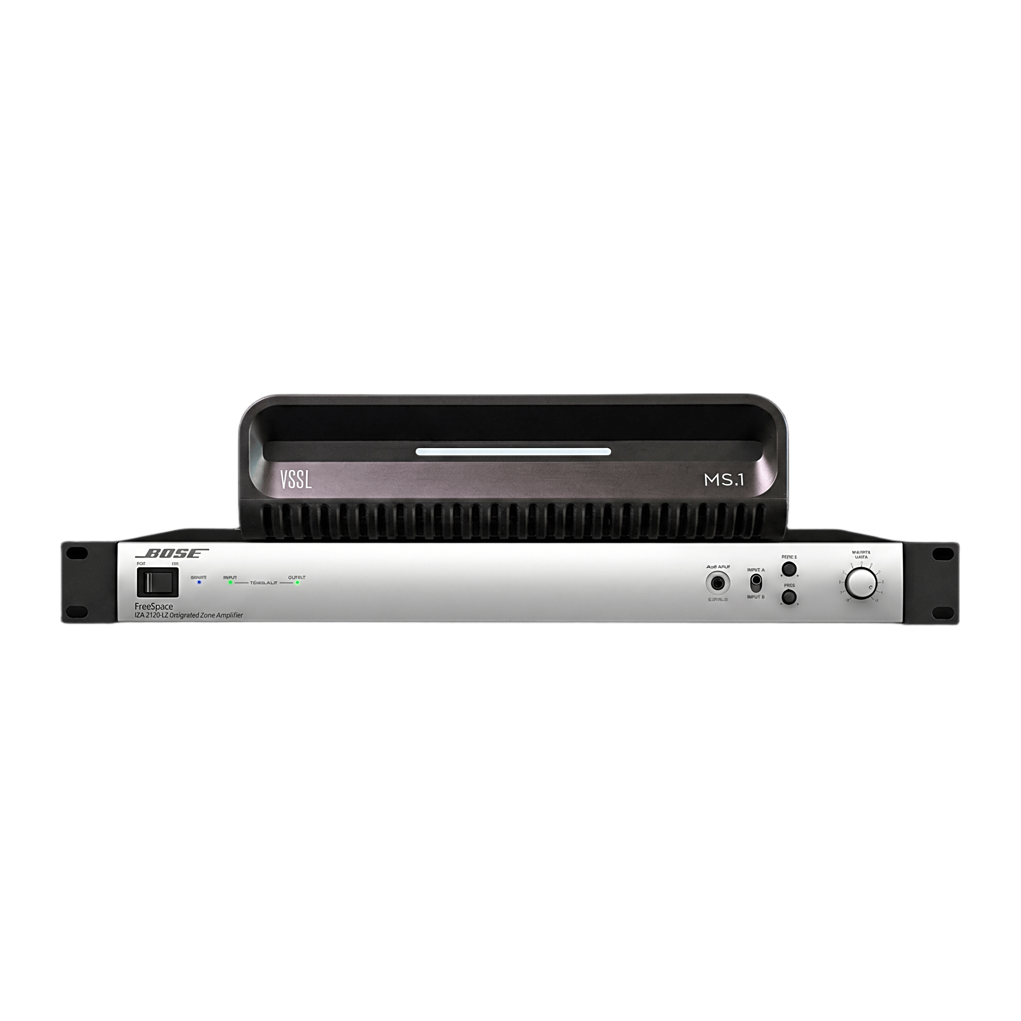 KIT Amplificador IZA2120LZ y Streamer de Audio Modular MS.1 | PoE + USB-C | HDMI eARC + Óptica + RCA | Bluetooth LE Audio | WiFi | Control4-Crestron-Elan-RTI-URC-Savant-Lutron | AirPlay2-GoogleCast-SpotifyConnect — VSSL · SKU MS1/2120LZ