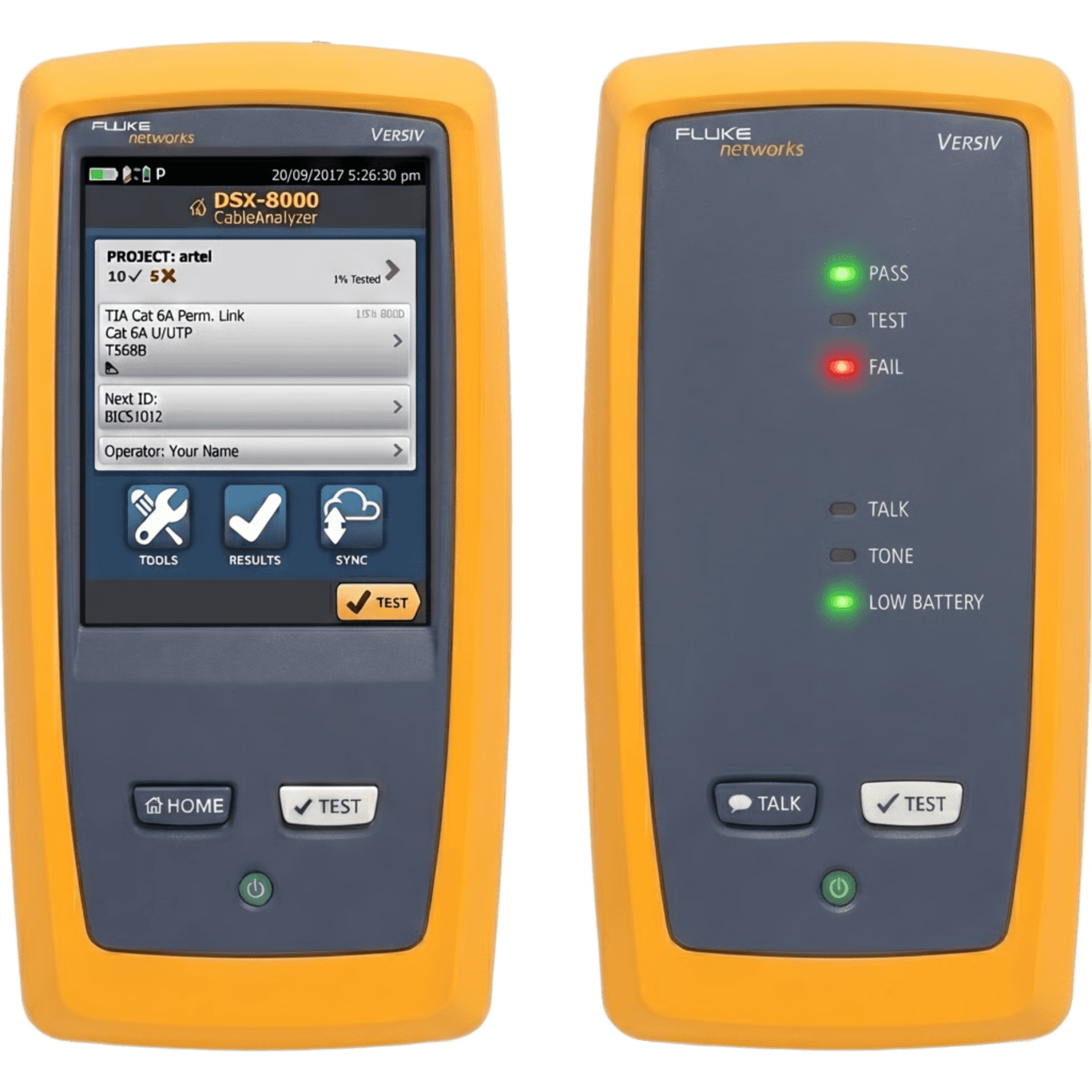 Certificador DSX-5000 para Cable de Cobre Cat5e, Cat6 y Cat6A, Precisión de Nivel V (1 GHz), Con WiFi Integrado y Pantalla LCD de 5.7 Pulgadas (14.48 cm), Versión Internacional