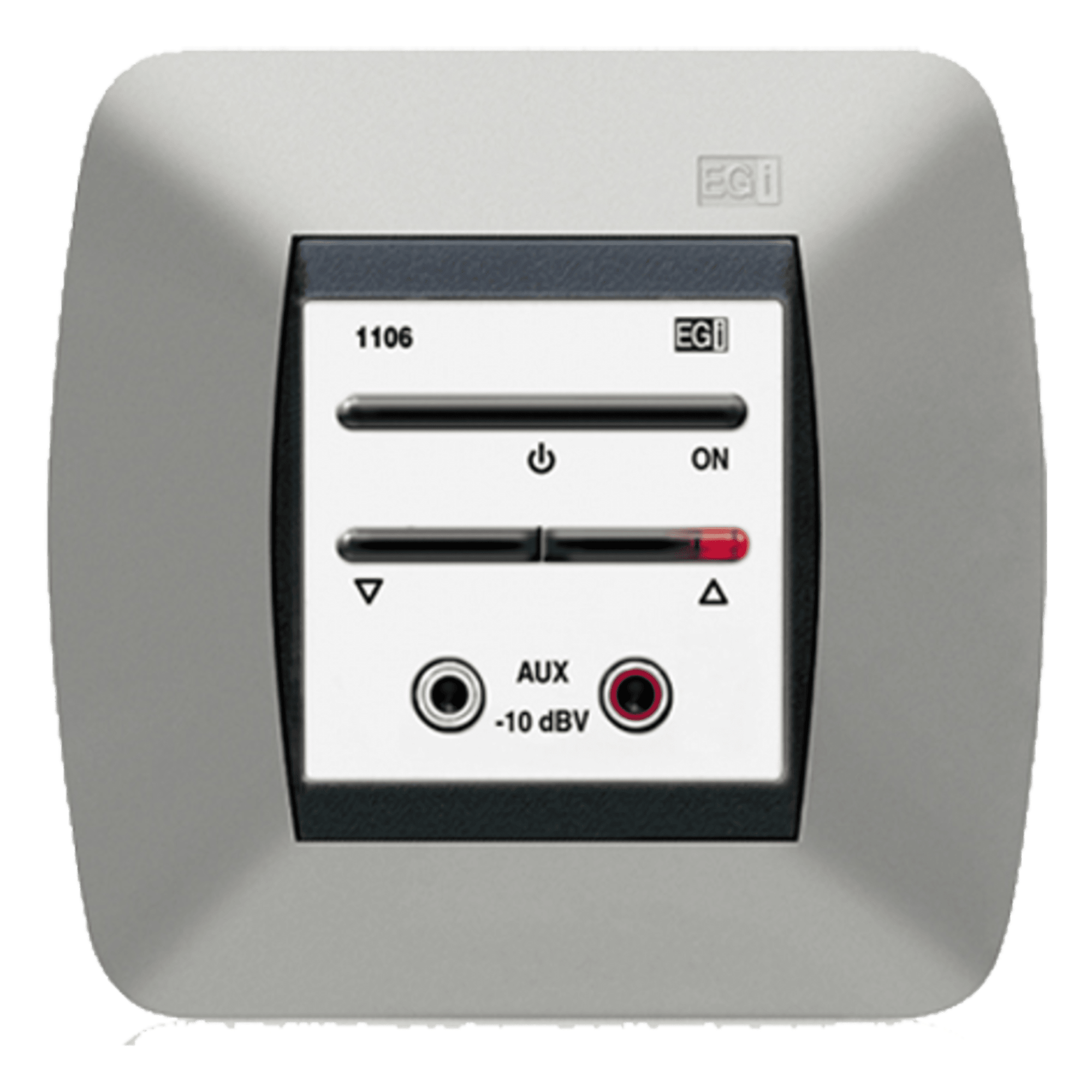 Módulo De Entrada Para Señal De Audio Auxiliar Con Encendido/Apagado Y Regulación De Volume, Color Blanco — EGI AUDIO SOLUTIONS · SKU 110610