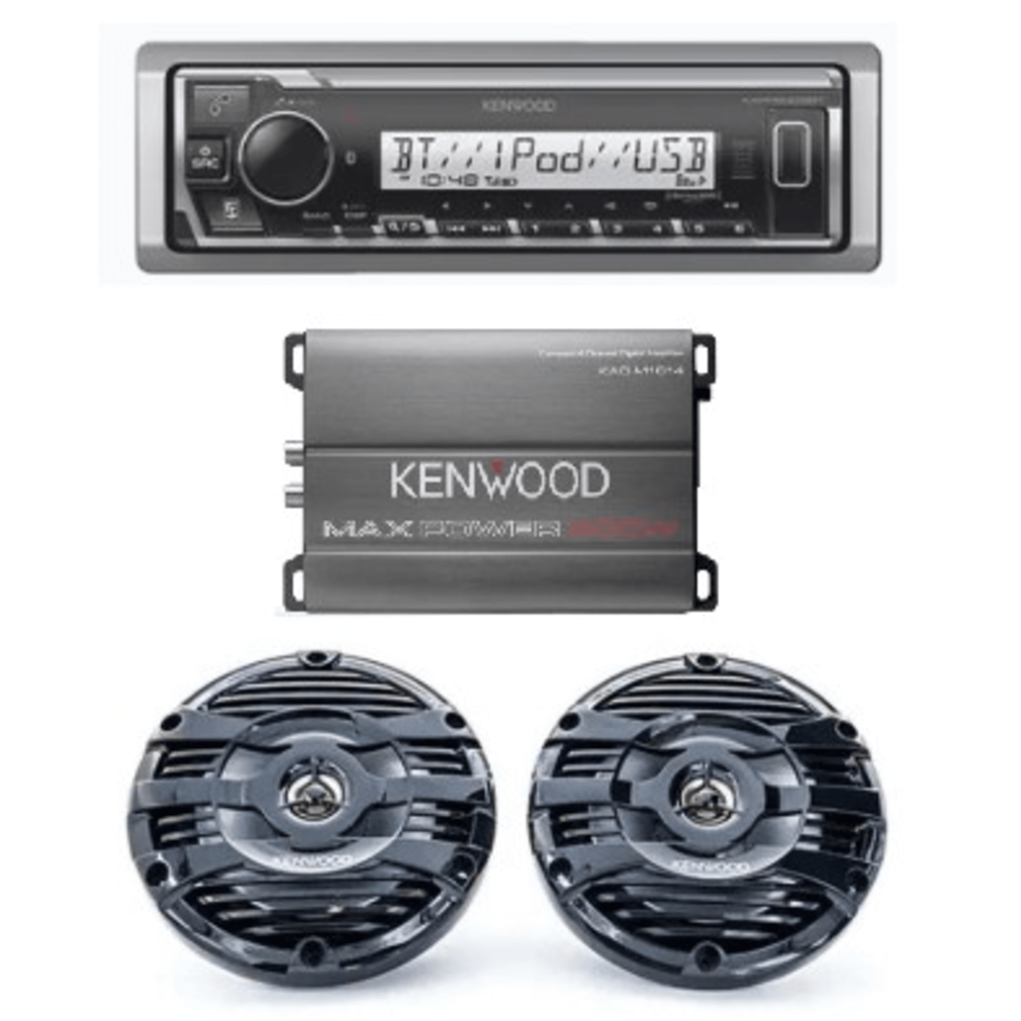 Kit de estéreo con Bluetooth KMR-M332BT | Amplificador KAC-M1814 | más Par de bocinas KFC-1653MRB — JVC KENWOOD · SKU KEA4/1653MRB