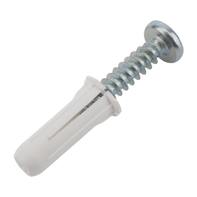Paquete de 20 taquetes blancos 3/4" y 20 tornillos 8mm x 3/4" (1101-05002)