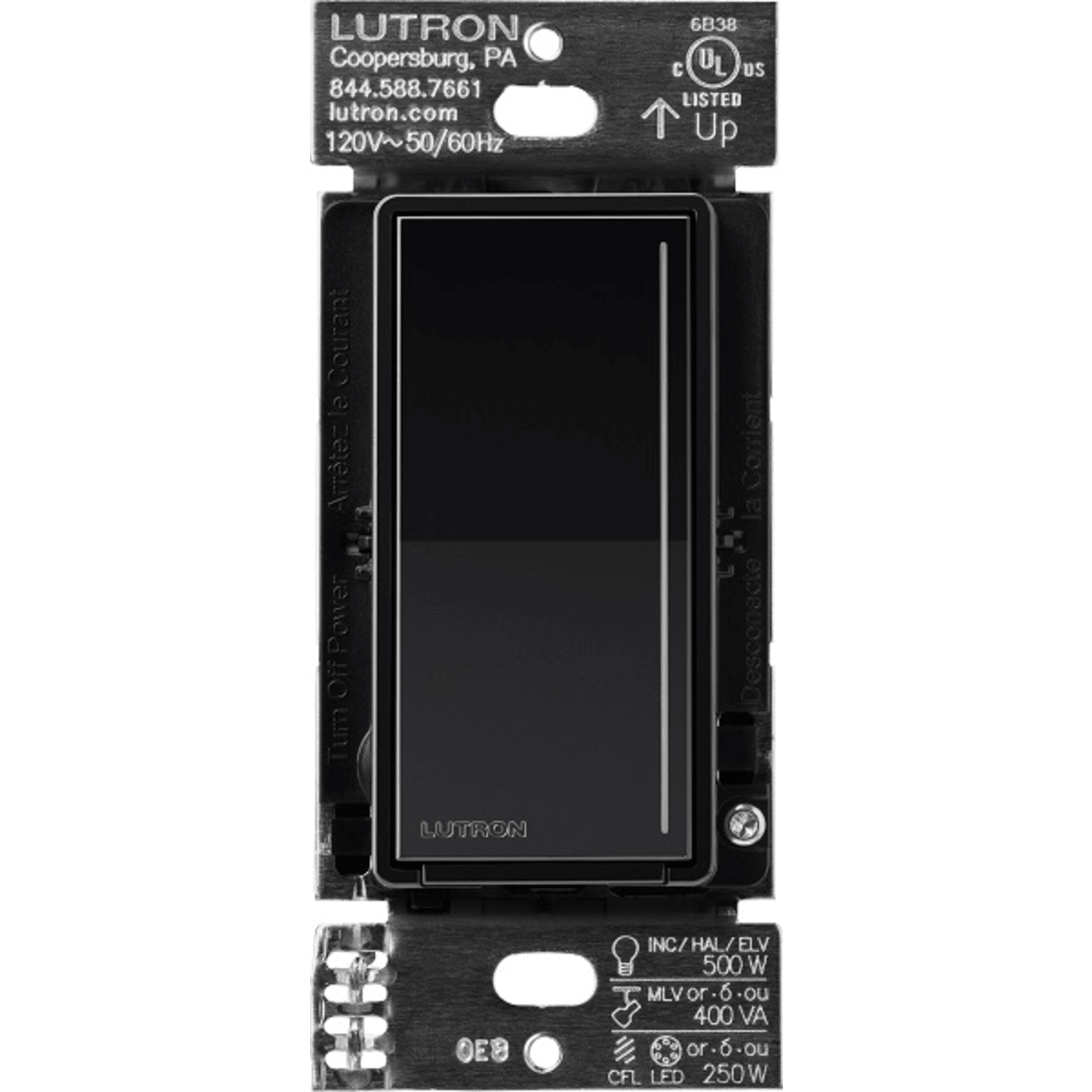 (RadioRa3) Atenuador táctil Sunnata Dimmer PRO color negro brillante , requiere cable neutro / soporta 250W LED — LUTRON ELECTRONICS · SKU RRSTPRONBL