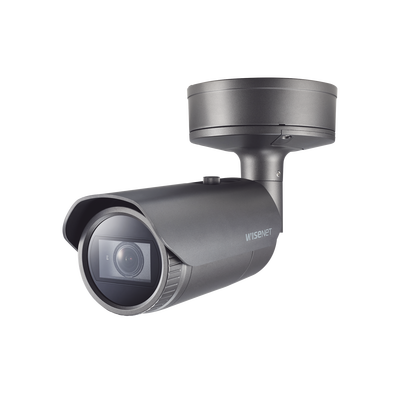 Camara Bala IP 2MP con IA / Lente Motorizado 4.38 a 9.33mm / P-Iris / WDR 120dB / H.265 / RanuraSD / Protección IP67 IK10 NEMA4X — HANWHA VISION · SKU PNO-A6081R