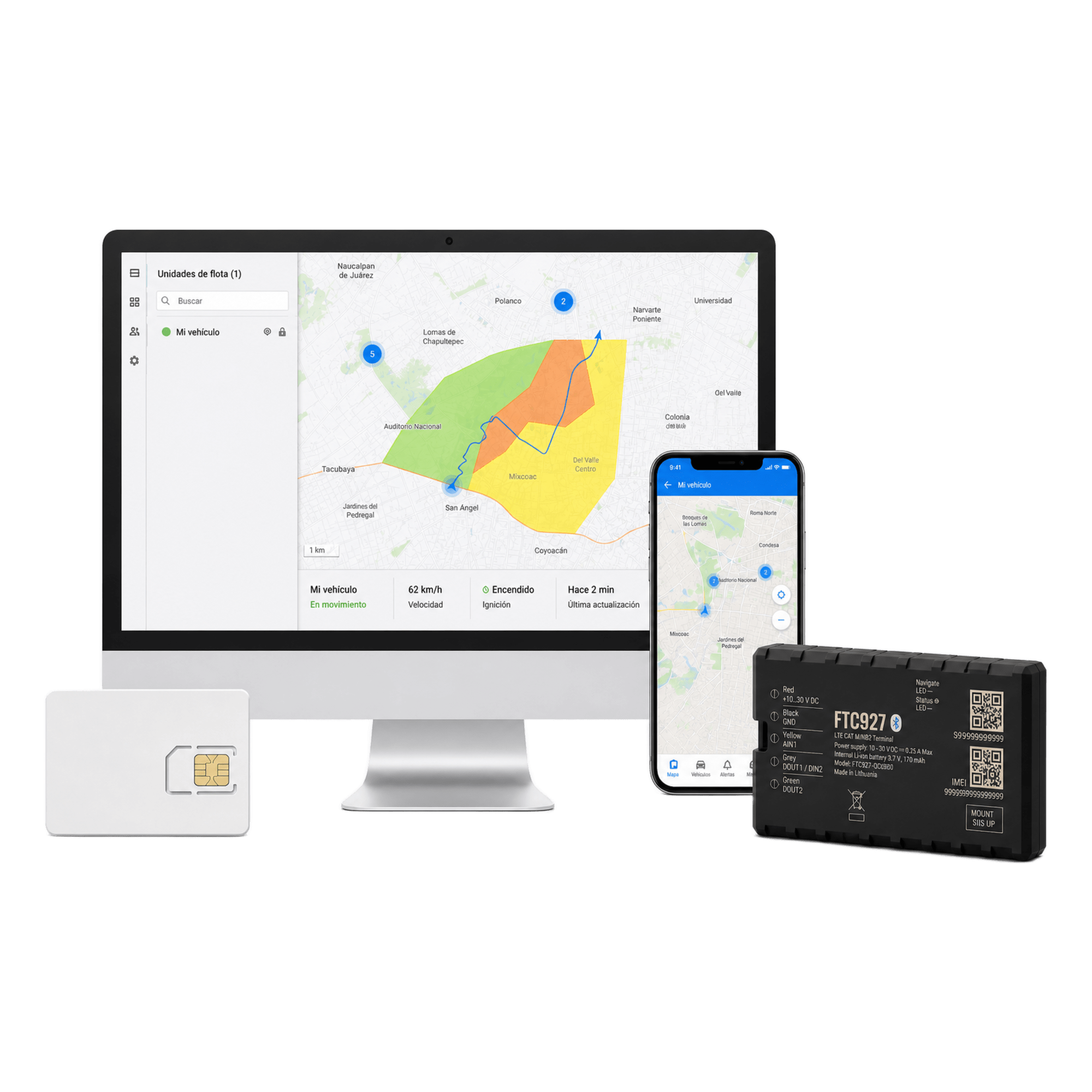 KIT DE Rastreador GPS Vehicular 4G LTE Cat 1/Precisión GNSS Mejorada/Anualidad de SIM600MB1Y/Anualidad de EPCOMGPSCODE — TELTONIKA · SKU FTC927KIT