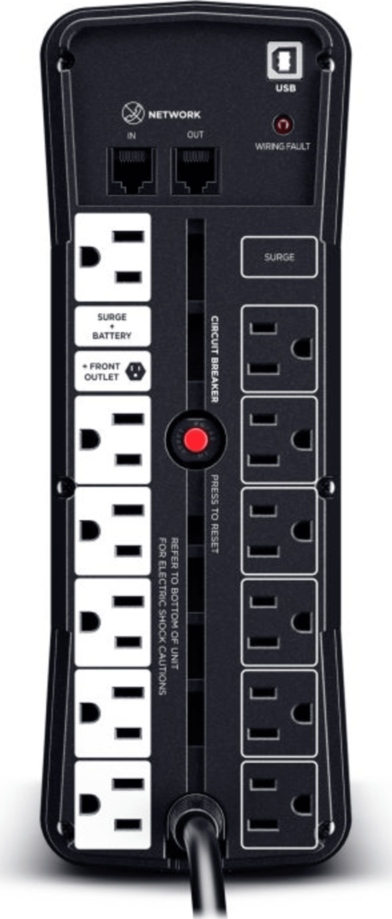 UPS Gamer de 1500 VA/1000 W, Topología Línea Interactiva, Entrada 120 Vca NEMA 5-15P, y 13 Salidas NEMA 5-15R, Puerto USB, Con Regulador de Voltaje (AVR)