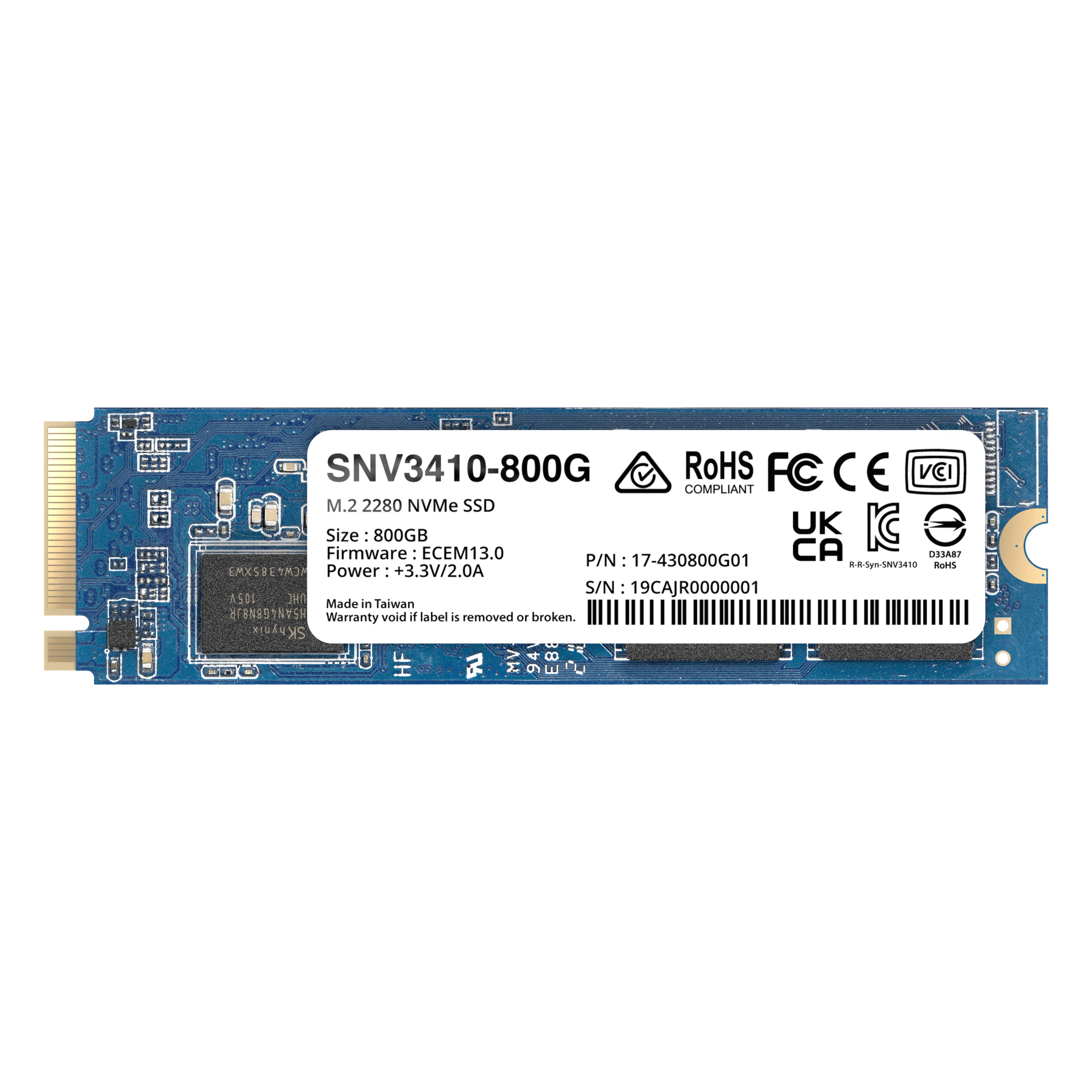 SSD NVMe M.2 SNV3410/3510 | SSD 400GB | Alto Rendimiento 400000 IOPS Lectura | 70000 IOPS Escritura | Resistencia 1022 TBW | Protección de Datos Integral | Análisis de Vida Útil | Diseñada para Sistemas Synology. — SYNOLOGY · SKU SNV3410-400G