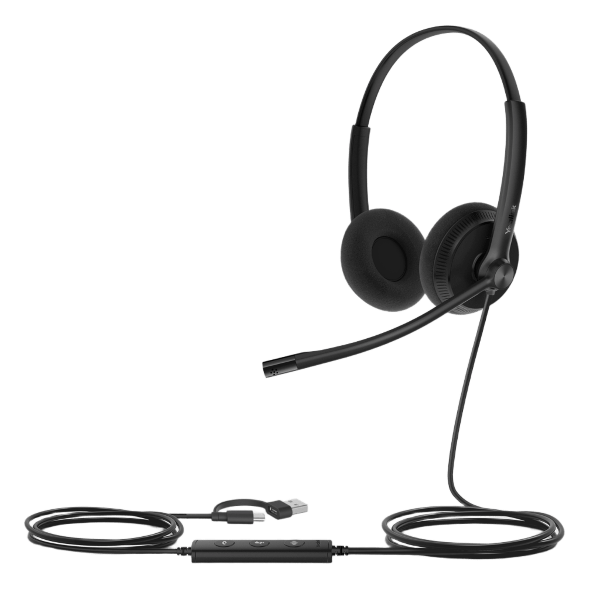 Diadema Cableada Yealink UH34 Lite Dual USB-C/A con Almohadillas de Espuma y Certificación Microsoft Teams / UC — YEALINK · SKU UH34-LITE-DUAL-TEAMS-USB-C/A