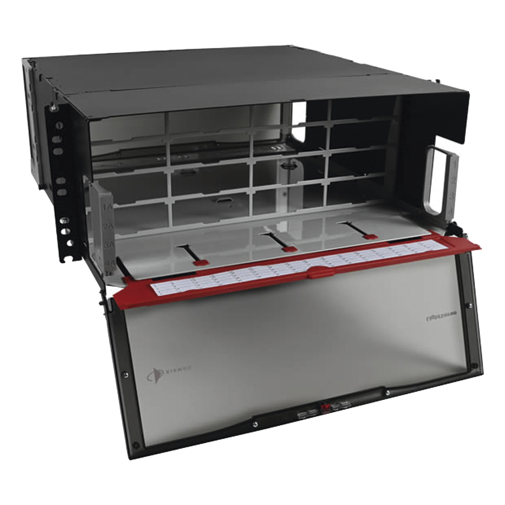 Distribuidor de Fibra Óptica de Alta Densidad LigthVerse *Pro* Para Rack de 48.26 cm (19 Pulgadas), Acepta 16 Placas Plug and Play, Hasta 384 Fibras, 4 UR — SIEMON · SKU LVE-4U-MD-P01A