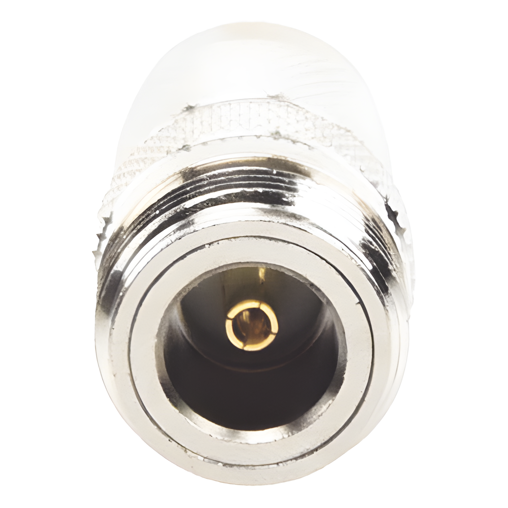 Adaptador en Línea de Conector TNC Macho a N Hembra, Níquel/ Oro/ Teflón. — RF INDUSTRIES,LTD · SKU RFT-1234