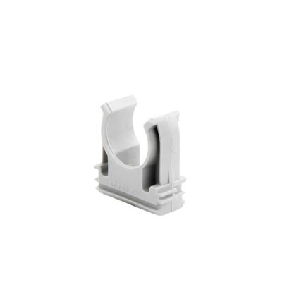 Soporte de presión (Abrazadera), PVC Auto-extinguible, abierto para tubería de 20 mm