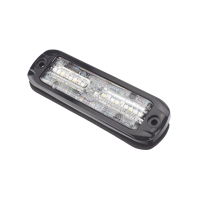 Luz Auxiliar de 18 LEDS, Tricolor Rojo/Azul/Blanco, Lente transparente, Bisel Negro
