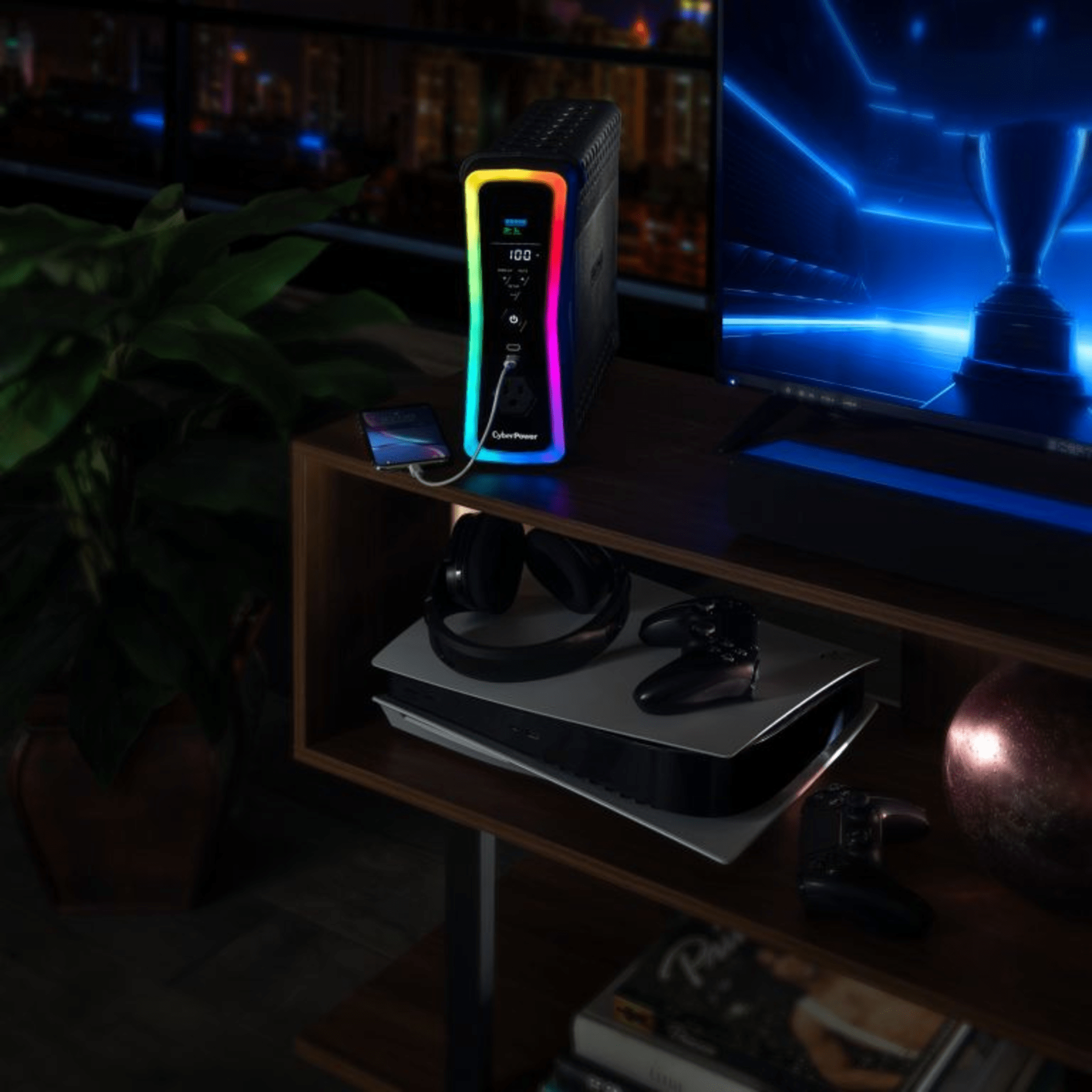 UPS Gamer de 1500 VA/1000 W, Topología Línea Interactiva, Entrada 120 Vca NEMA 5-15P, y 13 Salidas NEMA 5-15R, Puerto USB, Con Regulador de Voltaje (AVR)