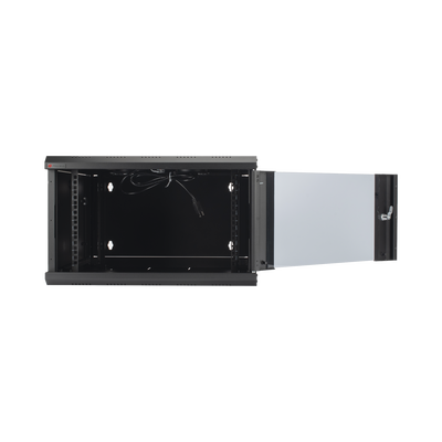 Gabinete de Pared PRECISION 19 in 6UR (455mm) - Cristal Templado. Incluye: 2 Ventiladores y Panel Cepillo