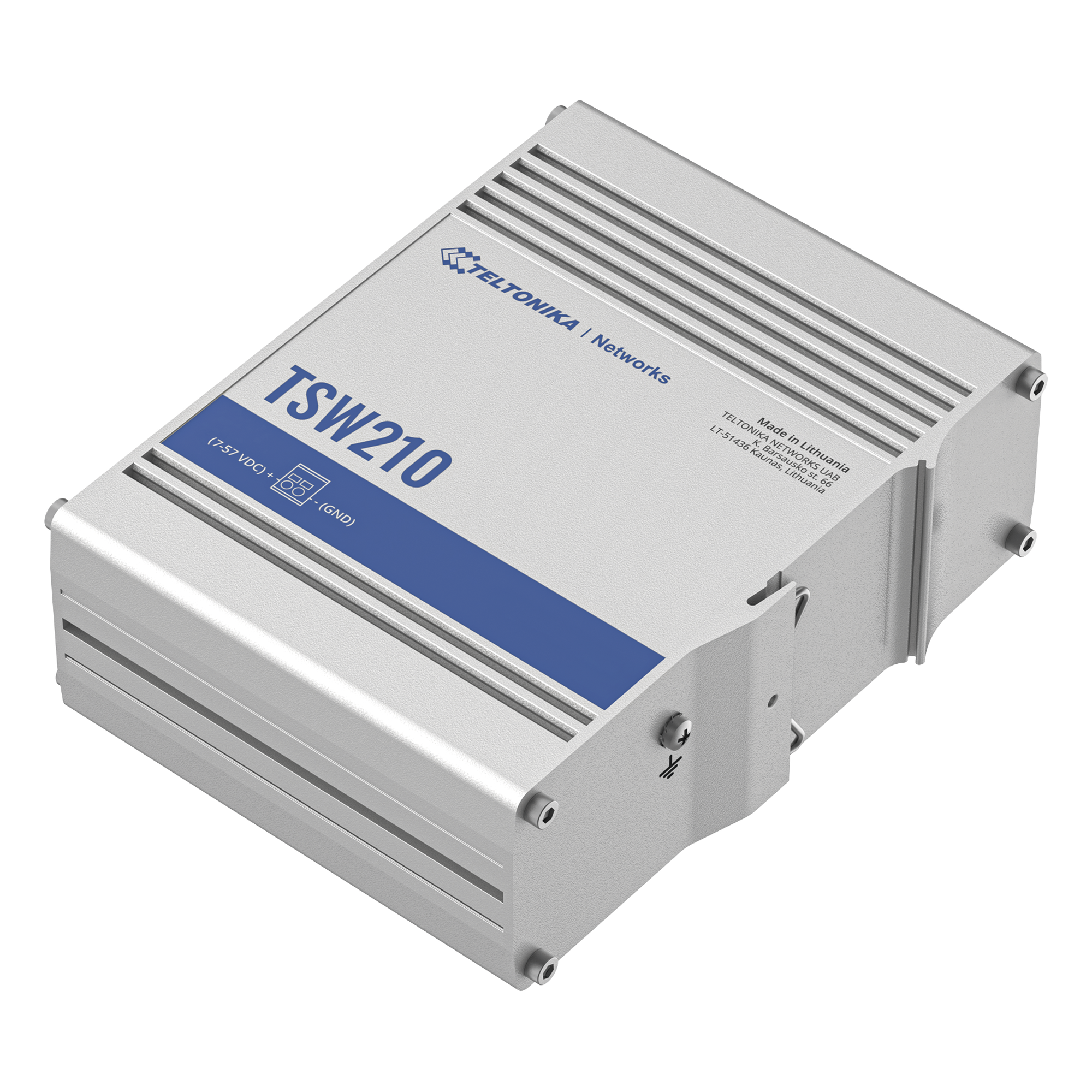 Switch Industrial No-Administrable 8 puertos Gigabit, 2 SFP 1G — TELTONIKA · SKU TSW210