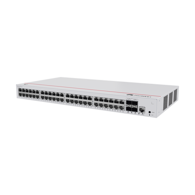 Switch de Distribución/Core Gigabit Administrable PoE Capa 3 / 48 puertos 10/100/1000 Mbps (PoE) / 4 Puertos 1GE SFP Uplink / ERPS / Rutas Estáticas / iStack / PoE Perpetuo / 380W / Administración Nube Gratis