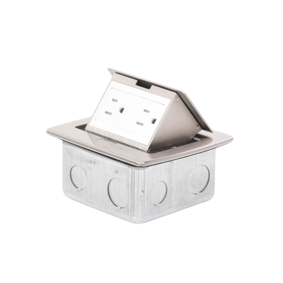 Mini Caja de Piso Rectangular en Acero Inoxidable con 2 Contactos Eléctricos (11000-21201)