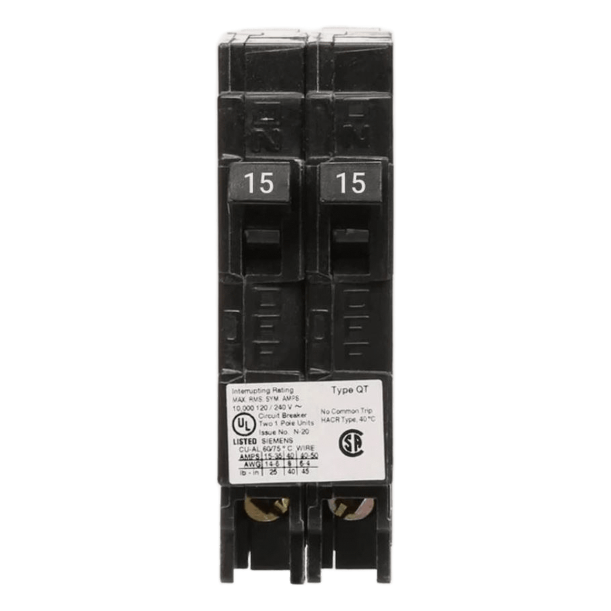 Interruptor Automático Duplex / 2 Polos / 30-15 A / 120 VCA / 10 kA / Enchufable