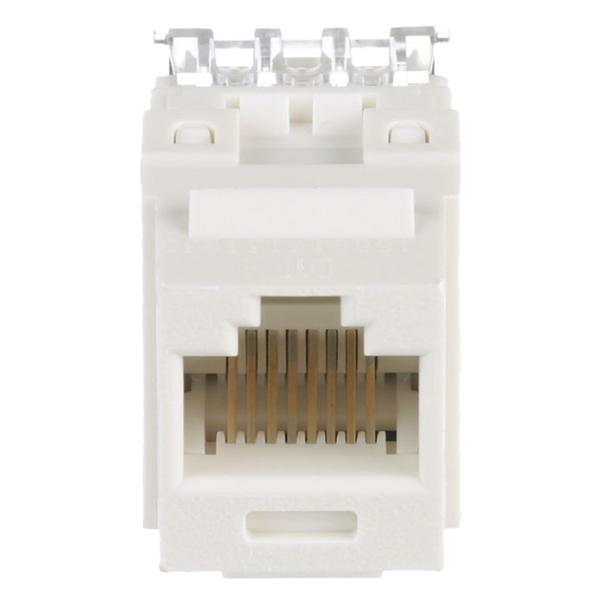 Conector Jack Estilo 110 (de Impacto), Tipo Keystone, Categoría 6, de 8 Posiciones y 8 Cables, Color Blanco Mate