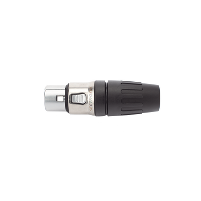 Conector hembra XLR de 3 núcleos con carcasa de acero inoxidable y contactos chapados en oro