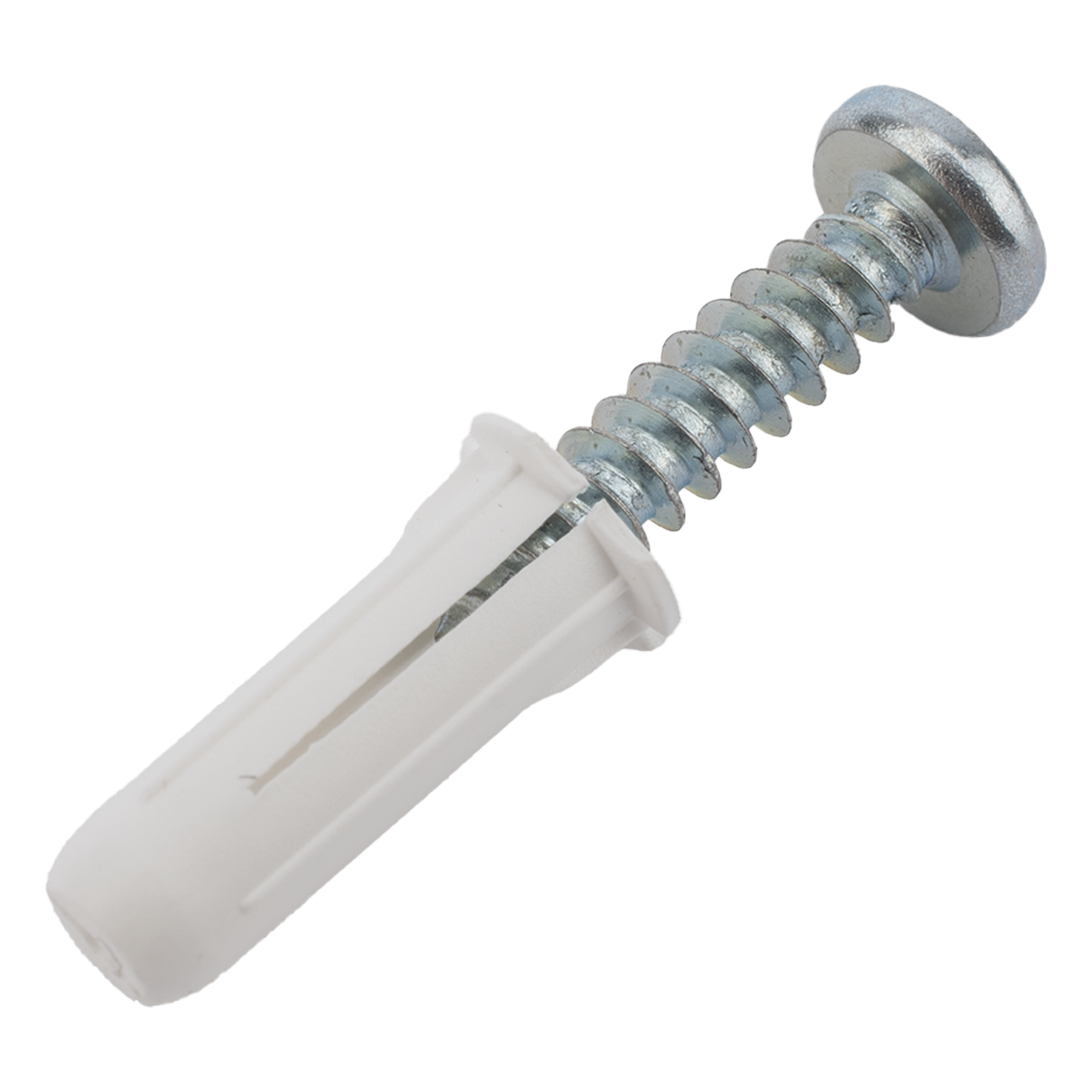 Paquete de 20 taquetes blancos  3/4" y 20 tornillos 8mm x 3/4" (1101-05002)
