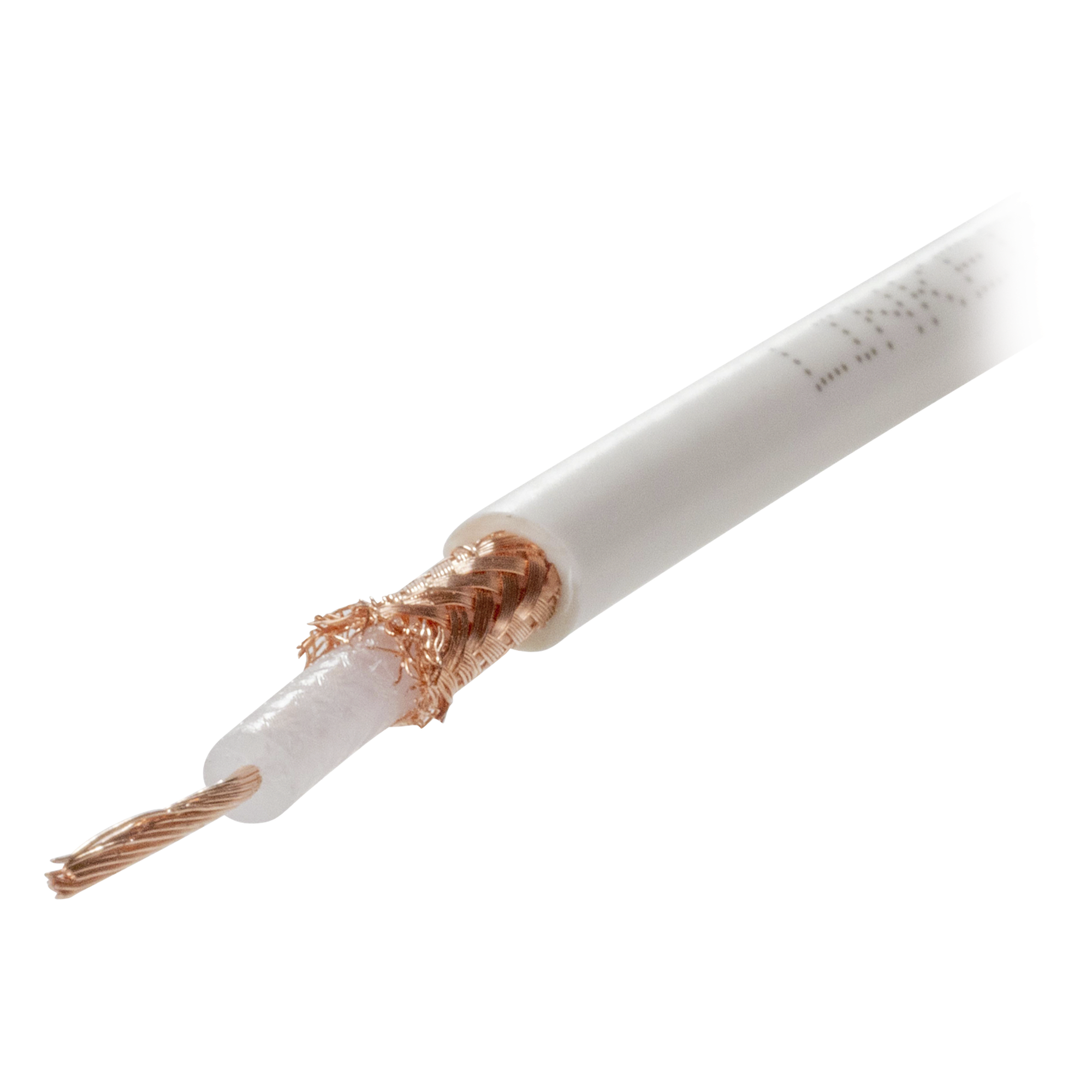 Cable Coaxial RG58AU / 100 m (328.08 pies) / Forro Blanco UV / Impedancia 50Ω / Triple Blindaje de Cobre — SYSCOM · SKU LPRG58AU/100