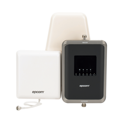 Amplificador Celular 5G / Penta Banda 700-2600 MHz / 70 dB Ganancia / Cobertura 600 m² (6458.3 ft²) / 2G 3G 4G 5G / Sin Configuración — EPCOM · SKU EP-5G-PBS-V2