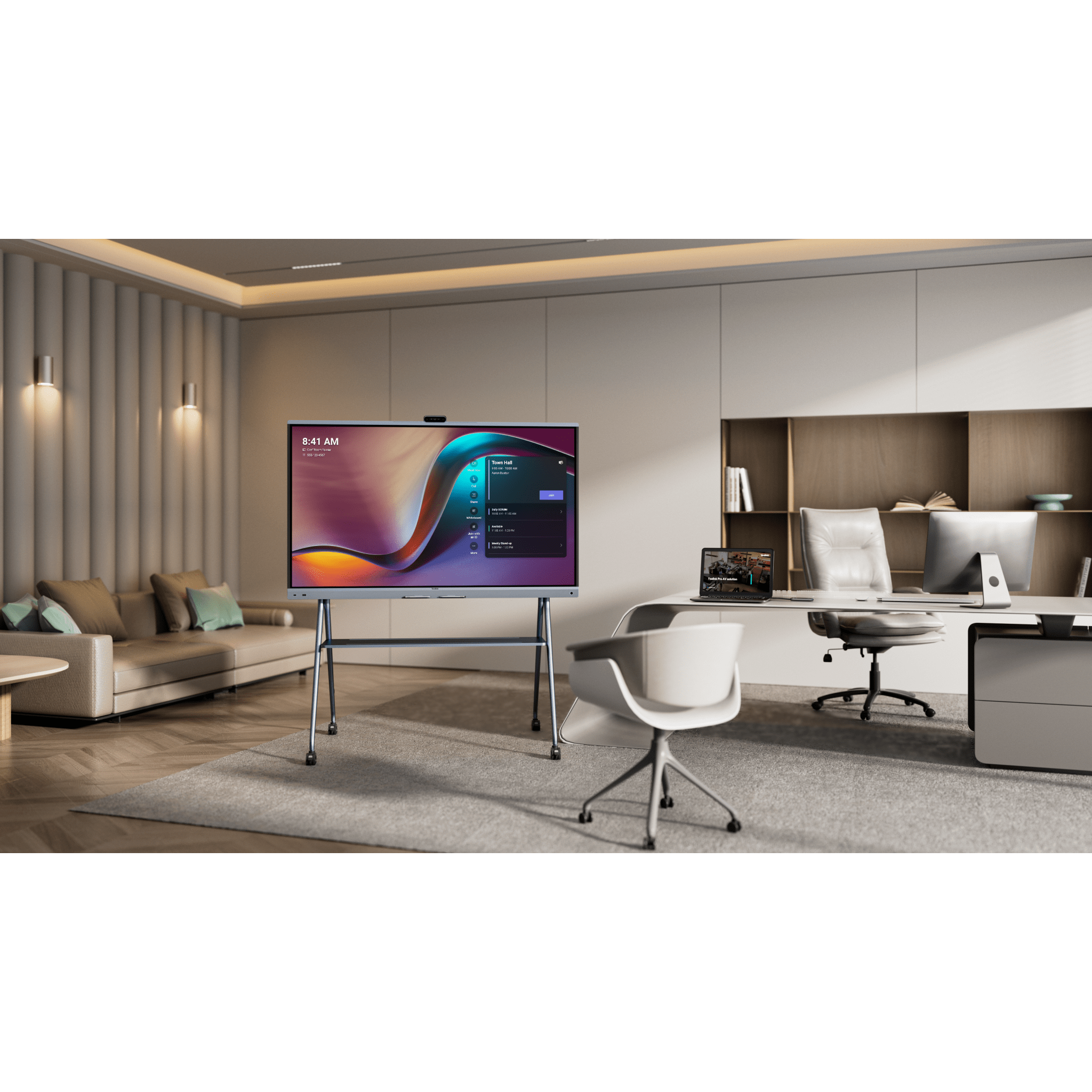 Yealink MeetingBoard 65 Pro, Centro de Colaboración Inteligente con IA, 4K UHD, Android 13, Micrófonos Integrados y Cámara Ultra Gran Angular
