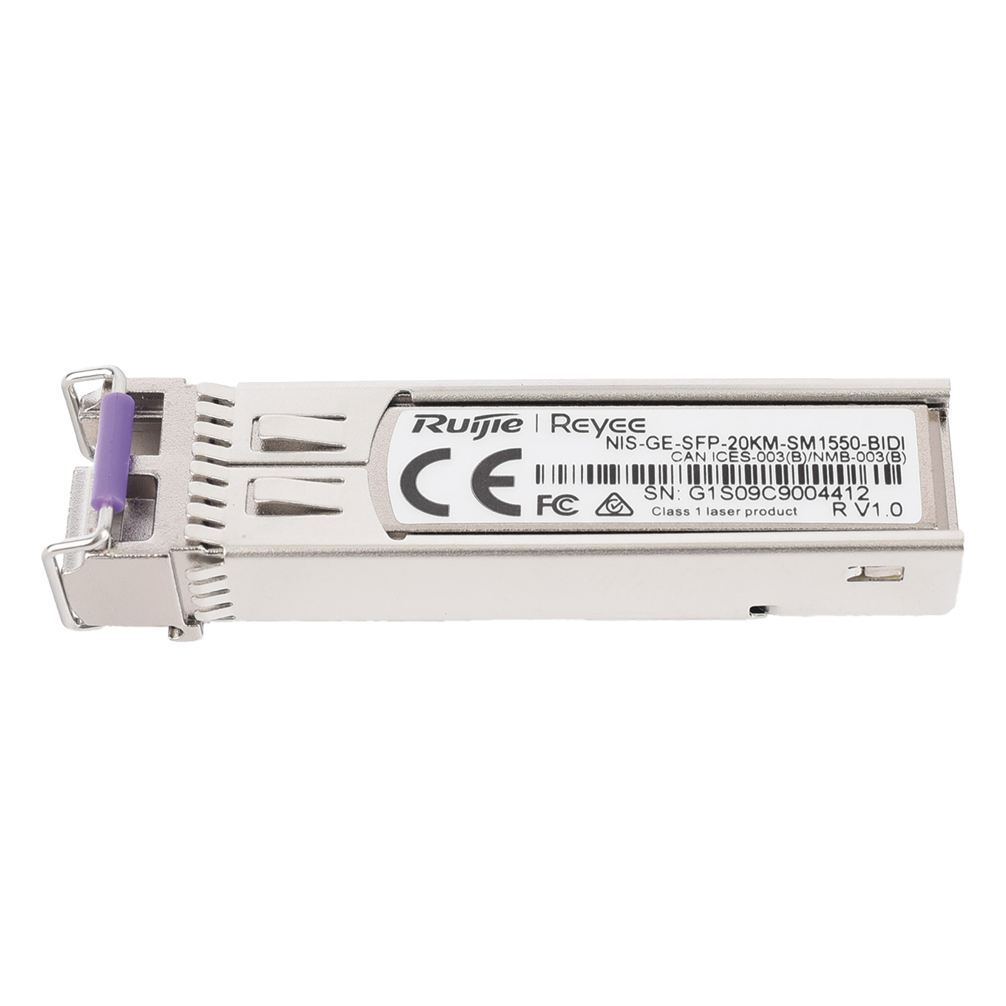 Transceptor Industrial BIDI Monomodo SFP 1G (Lado B), hasta 20 Kilómetros, TX 1550 / RX 1310, soporta Temperaturas de -40° a 85° C — RUIJIE · SKU NIS-GE-SFP-20KM-SM1550-BIDI