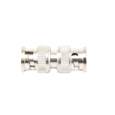 Adaptador tipo barril para 75 Ohm, de conector BNC macho a BNC macho, Níquel/ Oro/ Teflón.