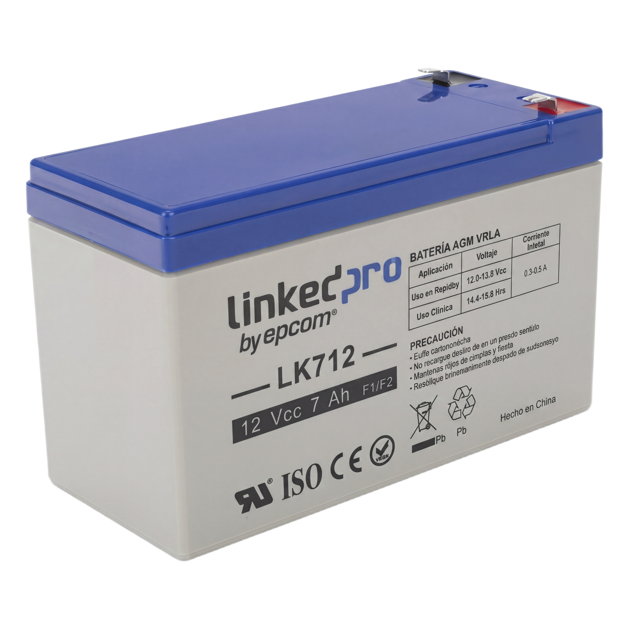 Batería de respaldo 12 V | 7 Ah | AGM | Especial para Seguridad Electrónica | UPS | Sistemas de Emergencia | Vida útil 5 años | Terminales F1 + Adaptador F2