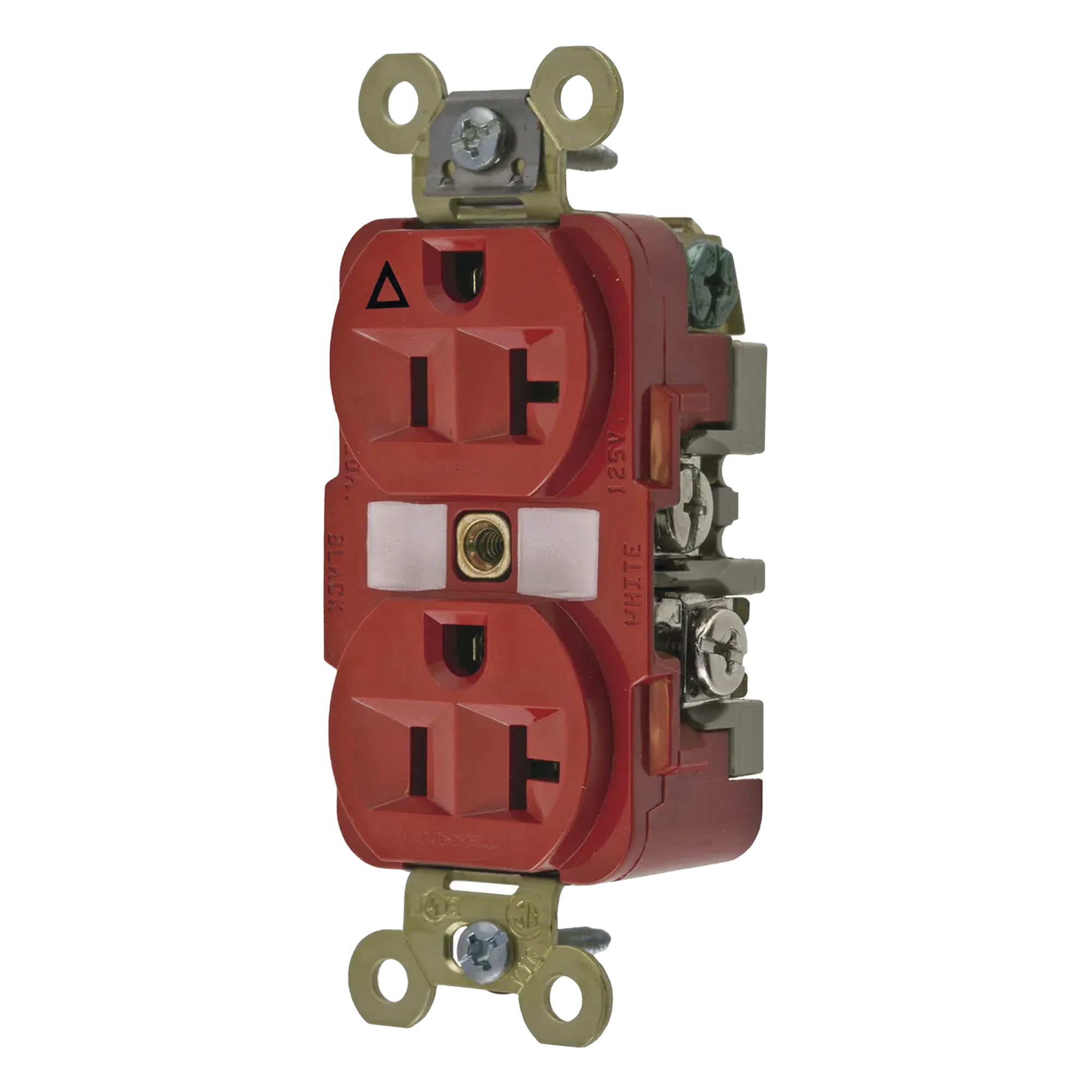 Contacto Dúplex Conexión a Tierra Aislada/ 20 A 125 V/ 2 polos 3 Hilos/ Color Rojo/ Nema 5- 20R/ Grado Industrial. — HUBBELL · SKU HUB-IG5362R