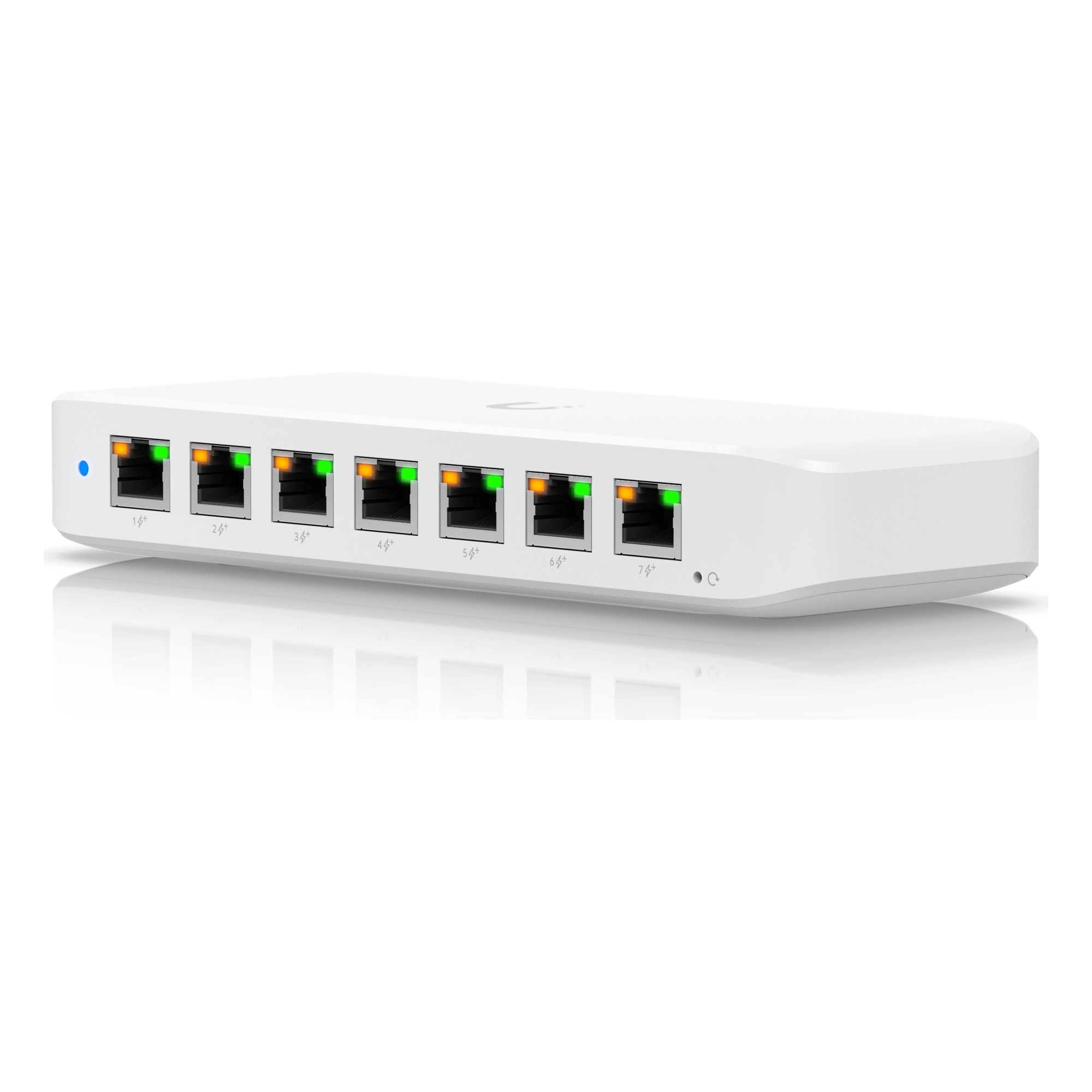 Switch PoE Capa 2 / 8 Puertos GbE / 7 Puertos PoE+ / 1 Puerto PoE++ / Conmutación 16 Gbps / 256 VLANs — UBIQUITI · SKU USW-ULTRA