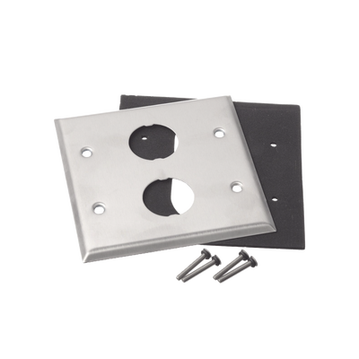 Placa de Pared Doble IndustrialNet?, Para 2 Conectores Industriales, de Acero Inoxidable