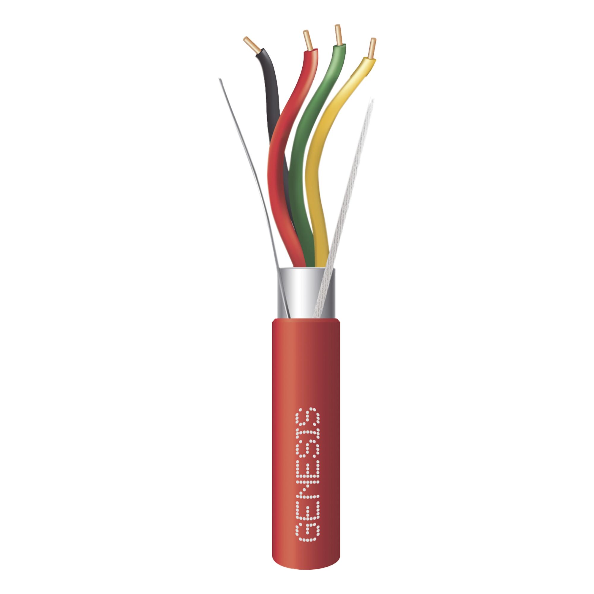 Bobina de 152 Metros (500 Pies) de Alambre / 4 x 18 AWG / Riser / Blindado / Tipo FPLR / Color Rojo / Para Aplicaciones en Sistemas de Detección de Incendio y Sistemas de Evacuación — GENESIS · SKU 4403-5504