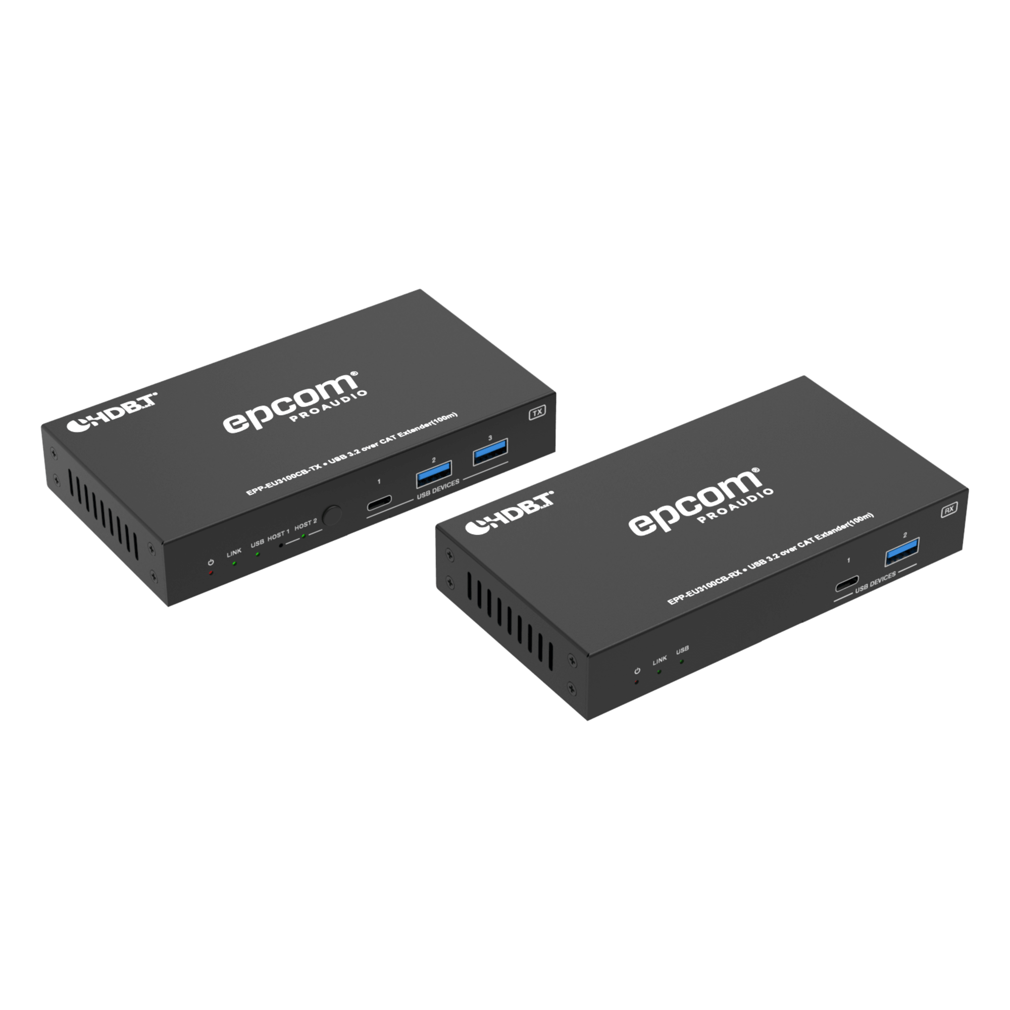 Extensor USB 3.2 Gen 1 | 100 m | Cable CAT6a | Velocidad 5 Gbps | Puertos USB-C y USB-A | PoC Bidireccional 24V | Compatible Con Dispositivos USB Variados — EPCOM PROAUDIO · SKU EPP-EU3100CB