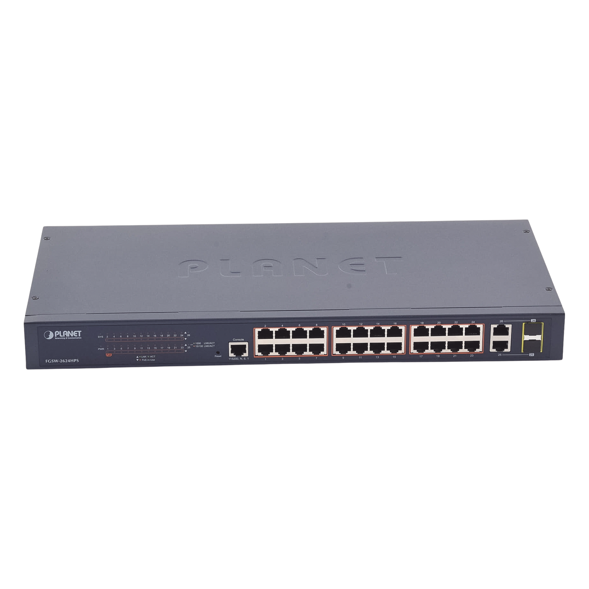 Switch administrable de 24 puertos 10/100TX PoE+ y 2 puertos combo TP/SFP Gigabit