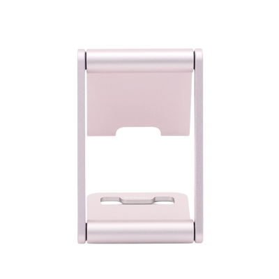 Soporte para Teléfono Celular de Aluminio / Angulo Ajustable / Amplia Compatibilidad con dispositivos de 4.7'' a 7.9'' / Antideslizante / Antiarañazos / Plegable / Color Rosa