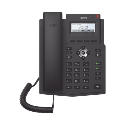 Teléfono IP / 2 Líneas SIP / Pantalla LCD 128x48 / Audio HD G.722 y Opus / Conferencia 3 Vías / PoE 802.3af / OpenVPN / Soporte EHS